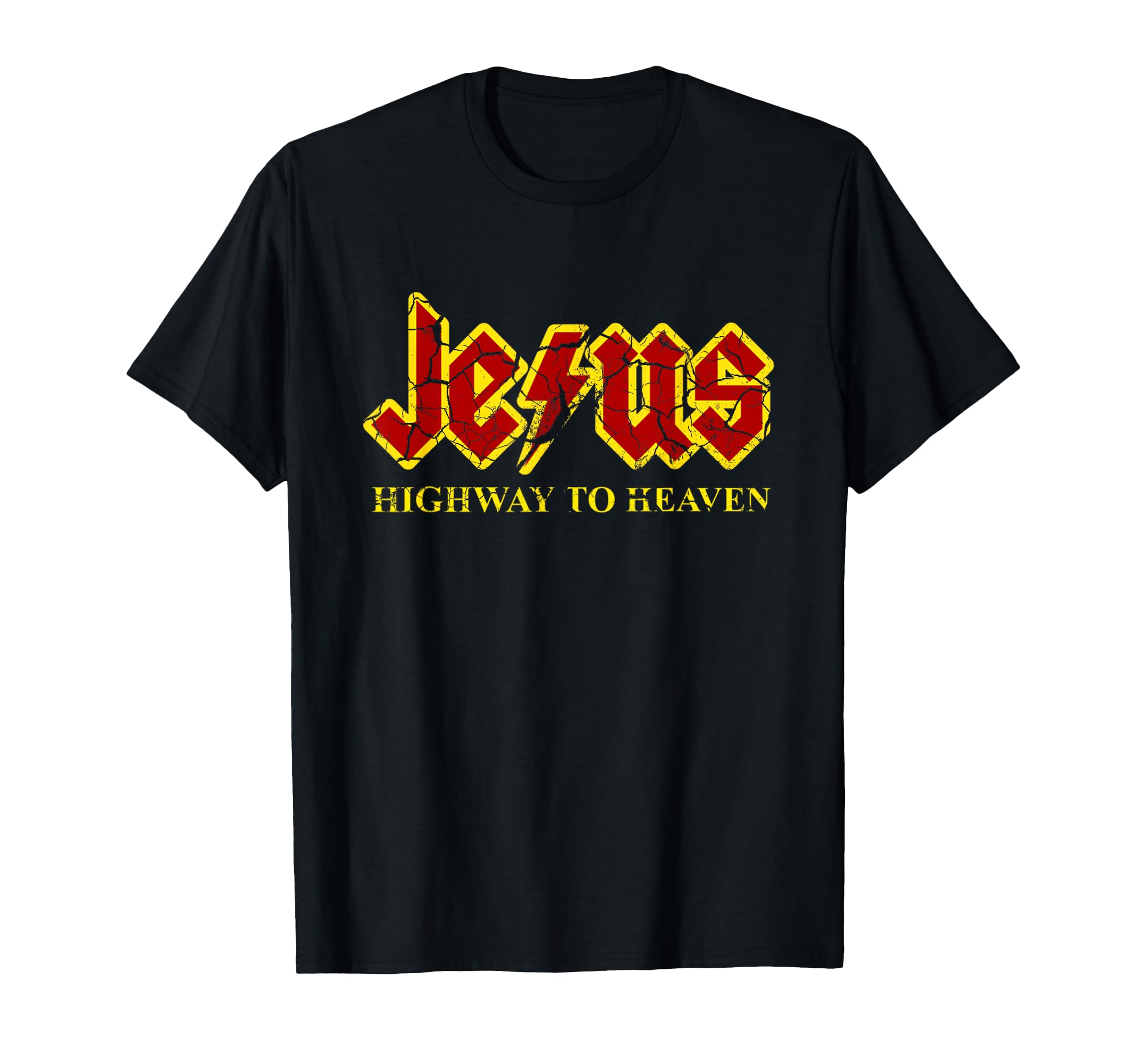 Bold Jesus Highway to Heaven Lightning Bolt T-Shirt for Rock Music Fans