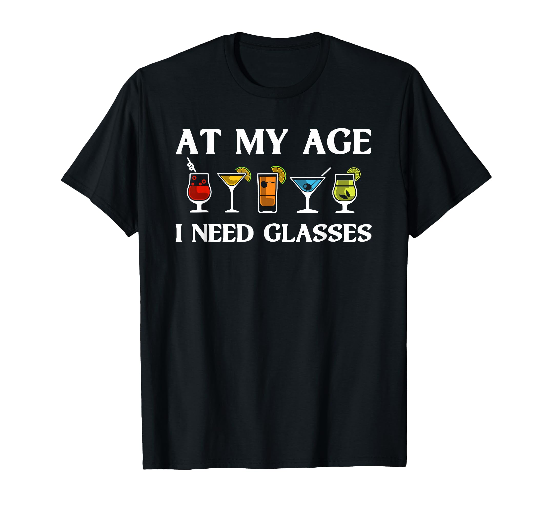 Funny Cocktail Drink Illustrations T-Shirt for Glasses Lovers Gift