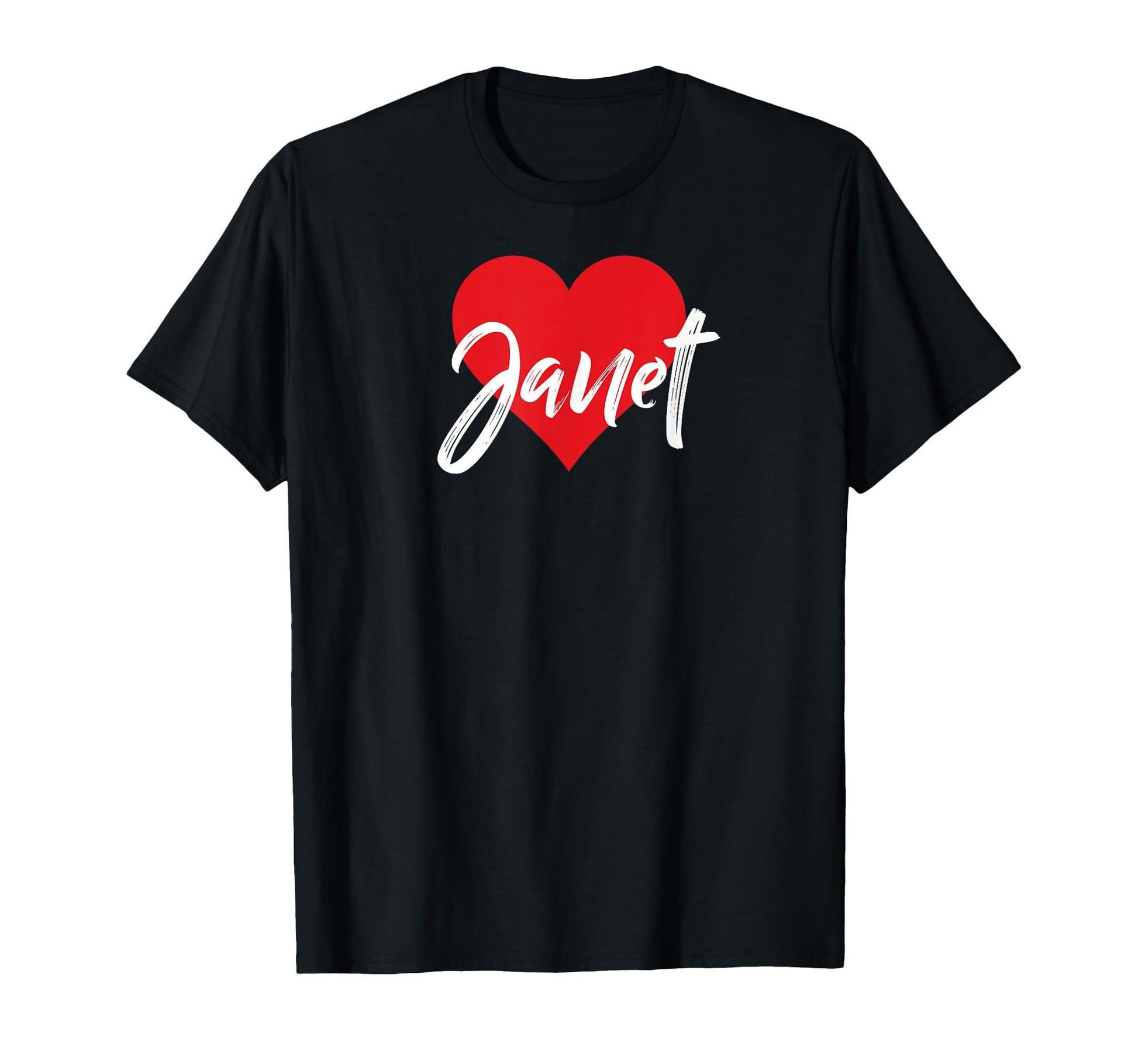 Personalized Janet I Love Heart Graphic T-Shirt Thoughtful Gift