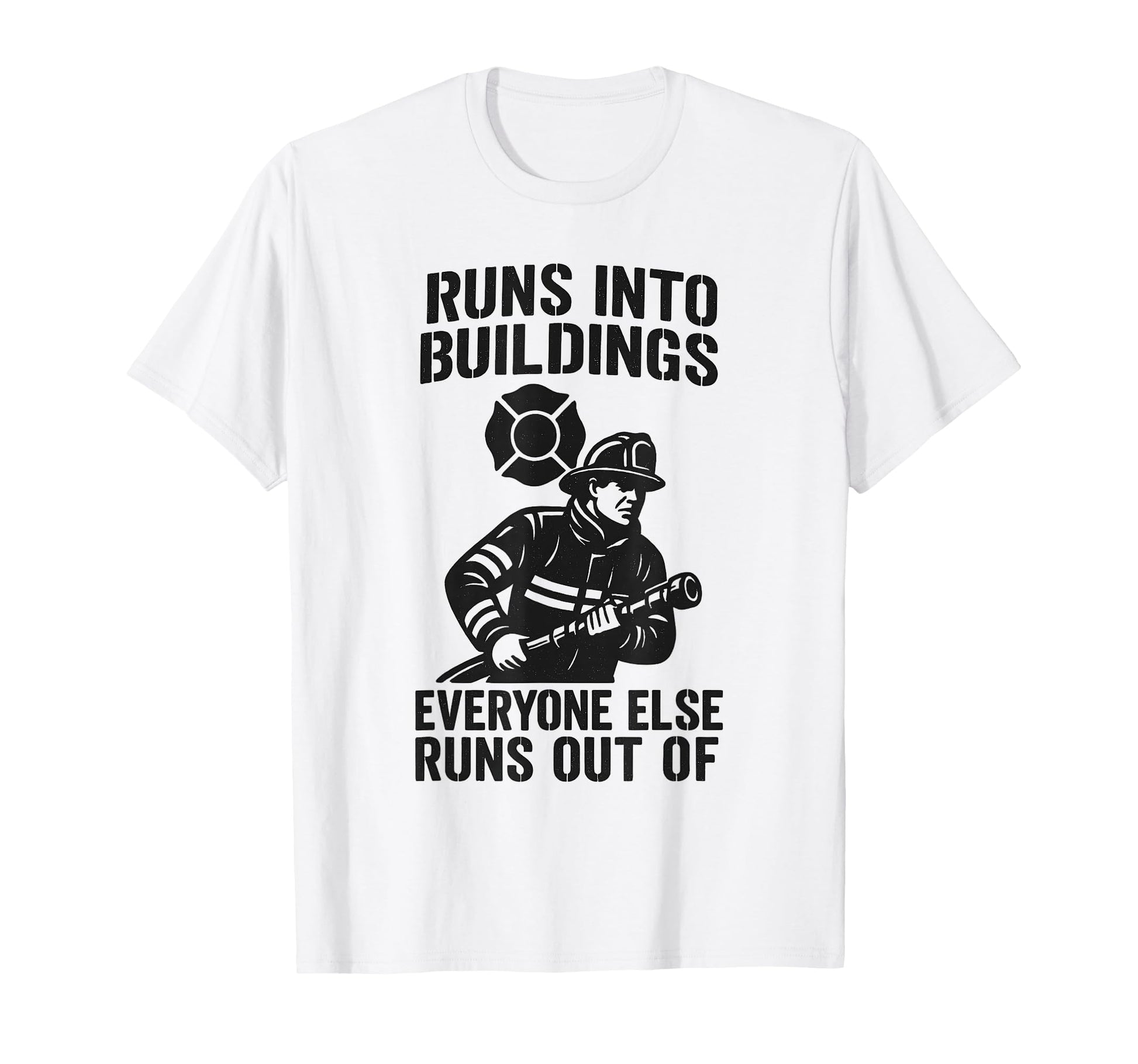Funny Firefighter Illustration T-Shirt for Heroic Humor and Everyday Wear