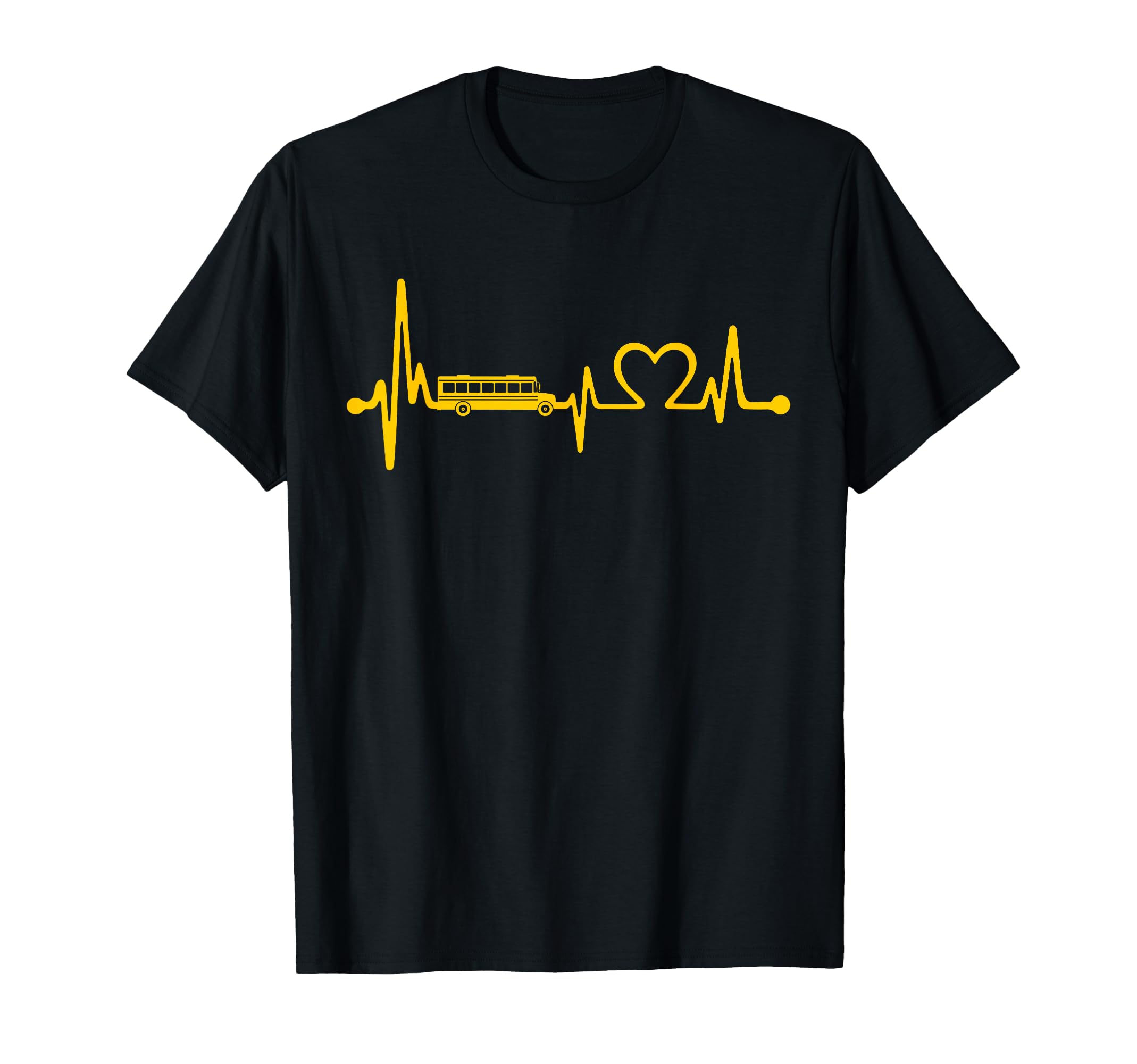 Funny School Bus Driver T-Shirt with Heartbeat Design for Bus Enthusiasts