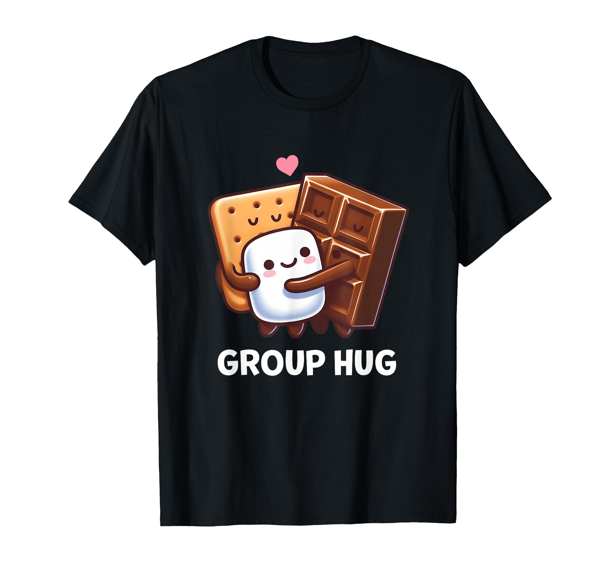 Cute Cartoon S'Mores Group Hug T-Shirt for Fun Camping Adventures