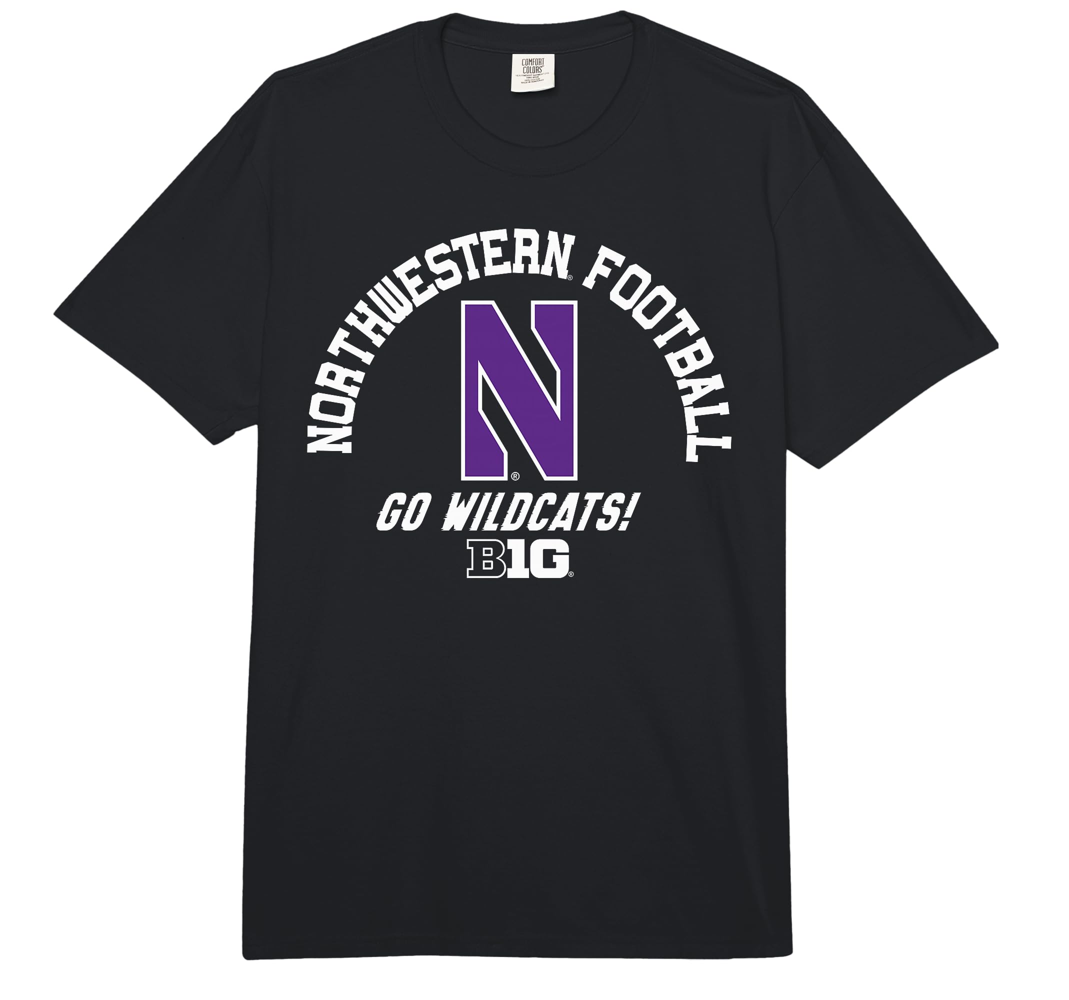 Northwestern Wildcats Big 10 Football Logo Comfort Colors Adult Heavyweight T-shirt - Soft and Stylish Fan Apparel