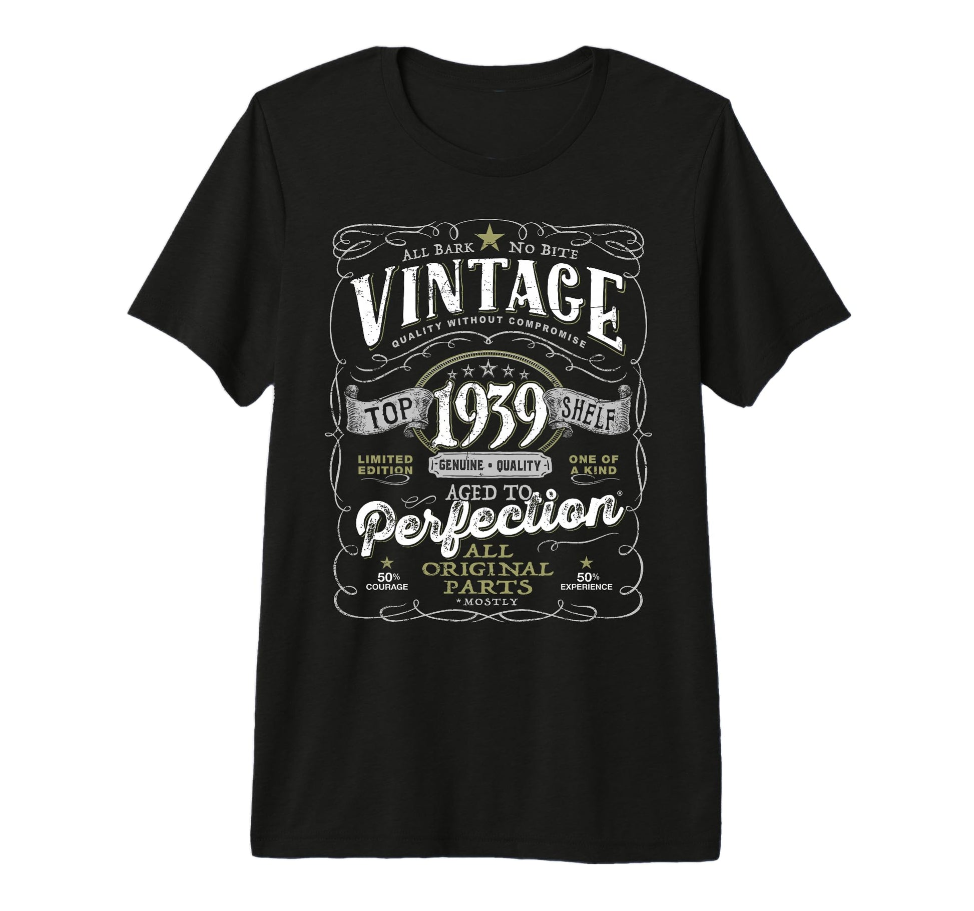 Vintage 1939 Aged to Perfection Black T-Shirt for 85th Birthday Celebration