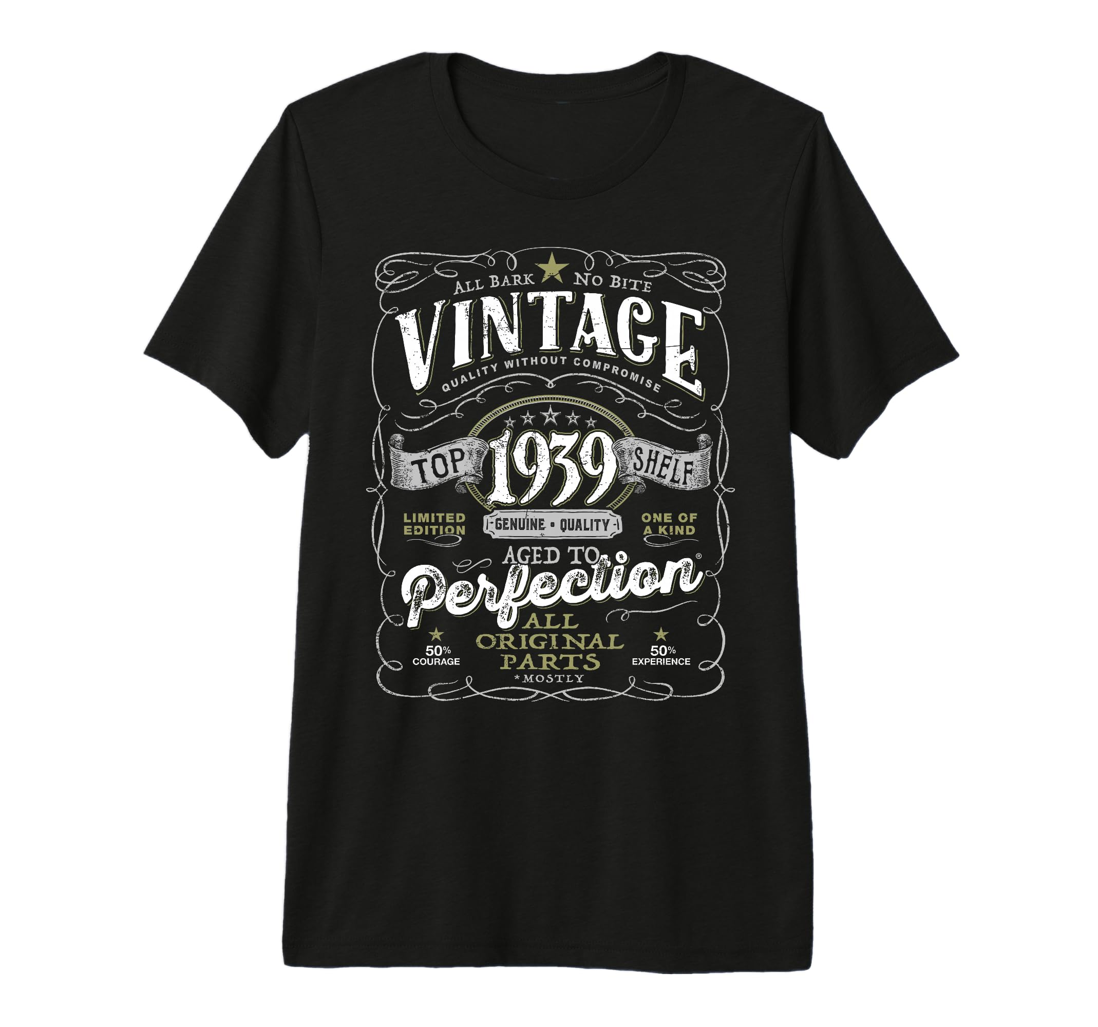 Vintage 1939 Aged to Perfection Black T-Shirt for 85th Birthday Celebration