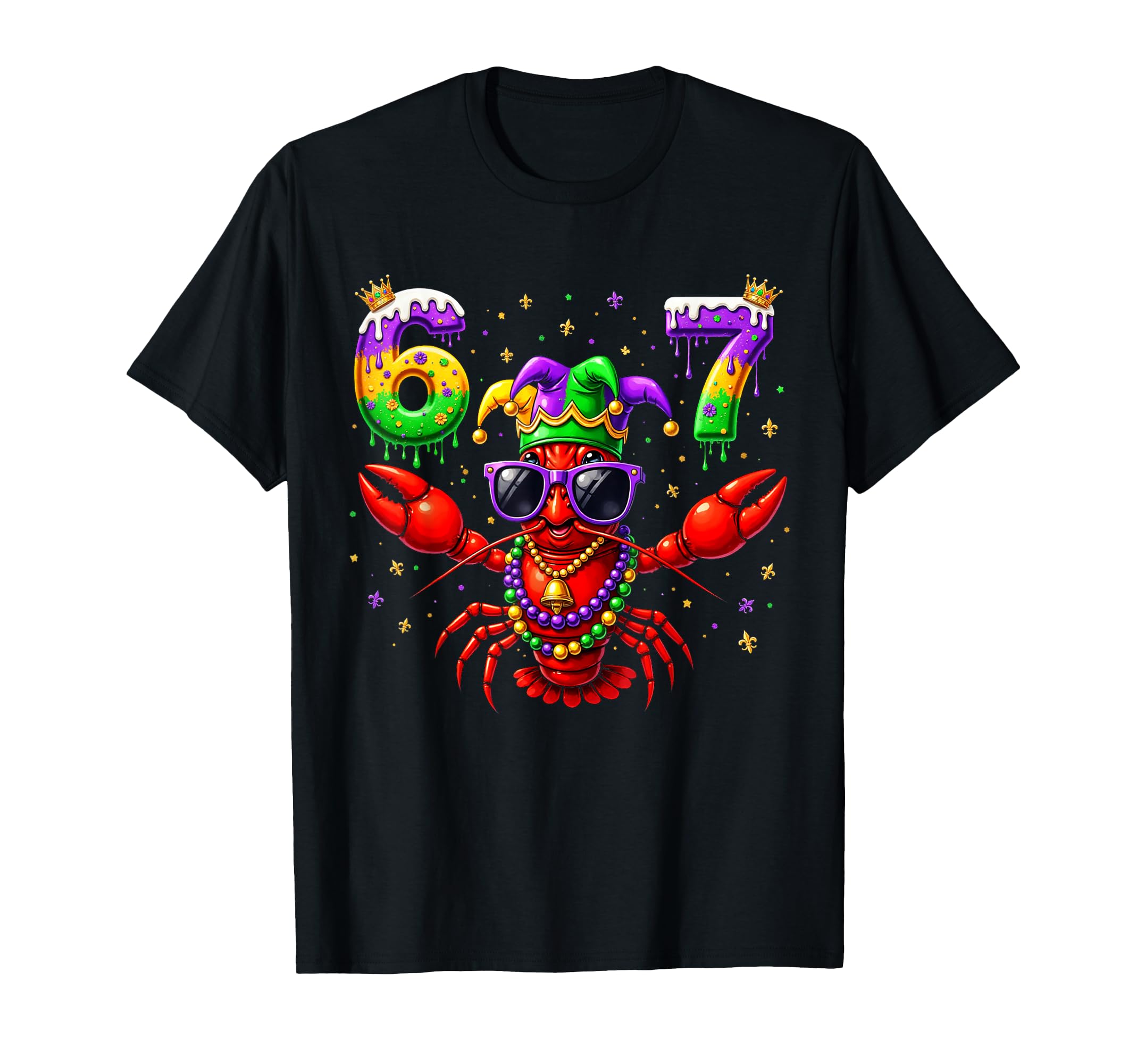 Funny Crawfish Cartoon T-Shirt for Mardi Gras Carnival Celebration
