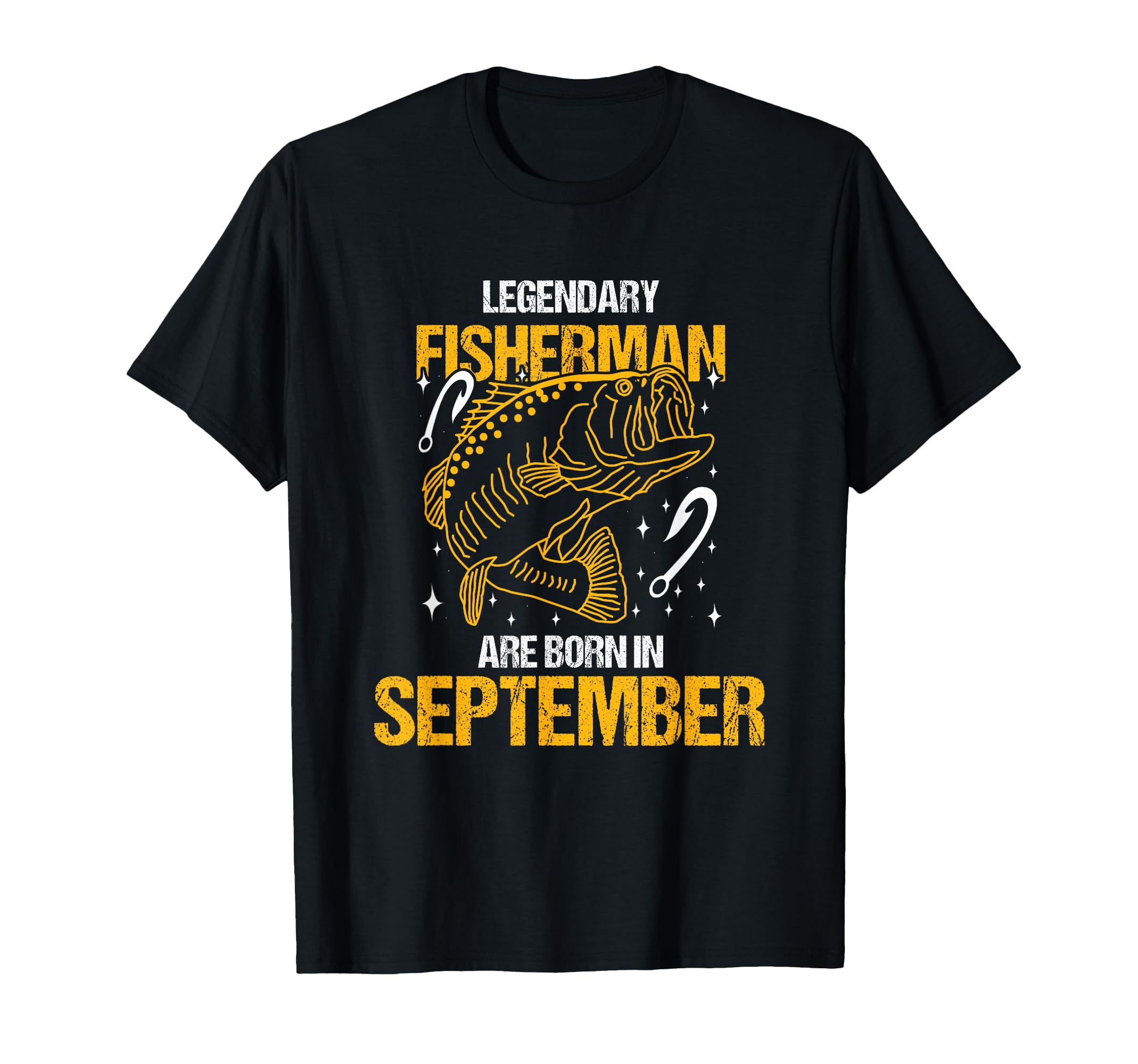 Legendary Fishermen September Birthday Month Graphic T-Shirt for Fishing Enthusiasts