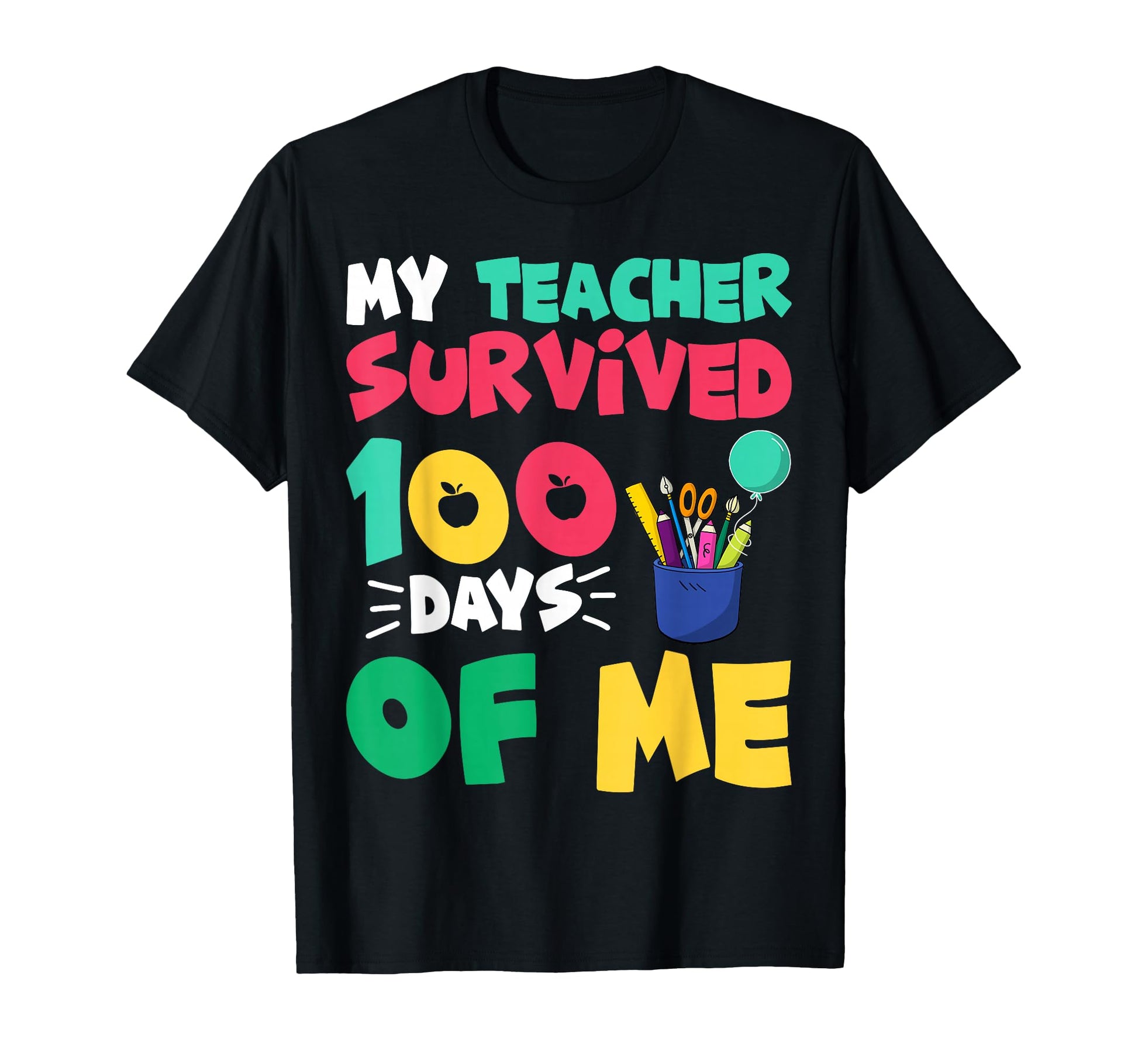 Funny 100 Days of School T-Shirt for Students - Colorful Design with Playful Typography and School Graphics