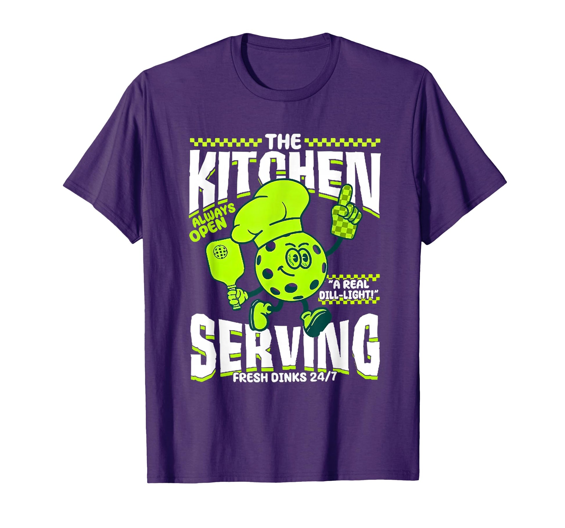 Funny Pickleball Chef Cartoon T-Shirt for Kitchen Serving Fresh Drinks