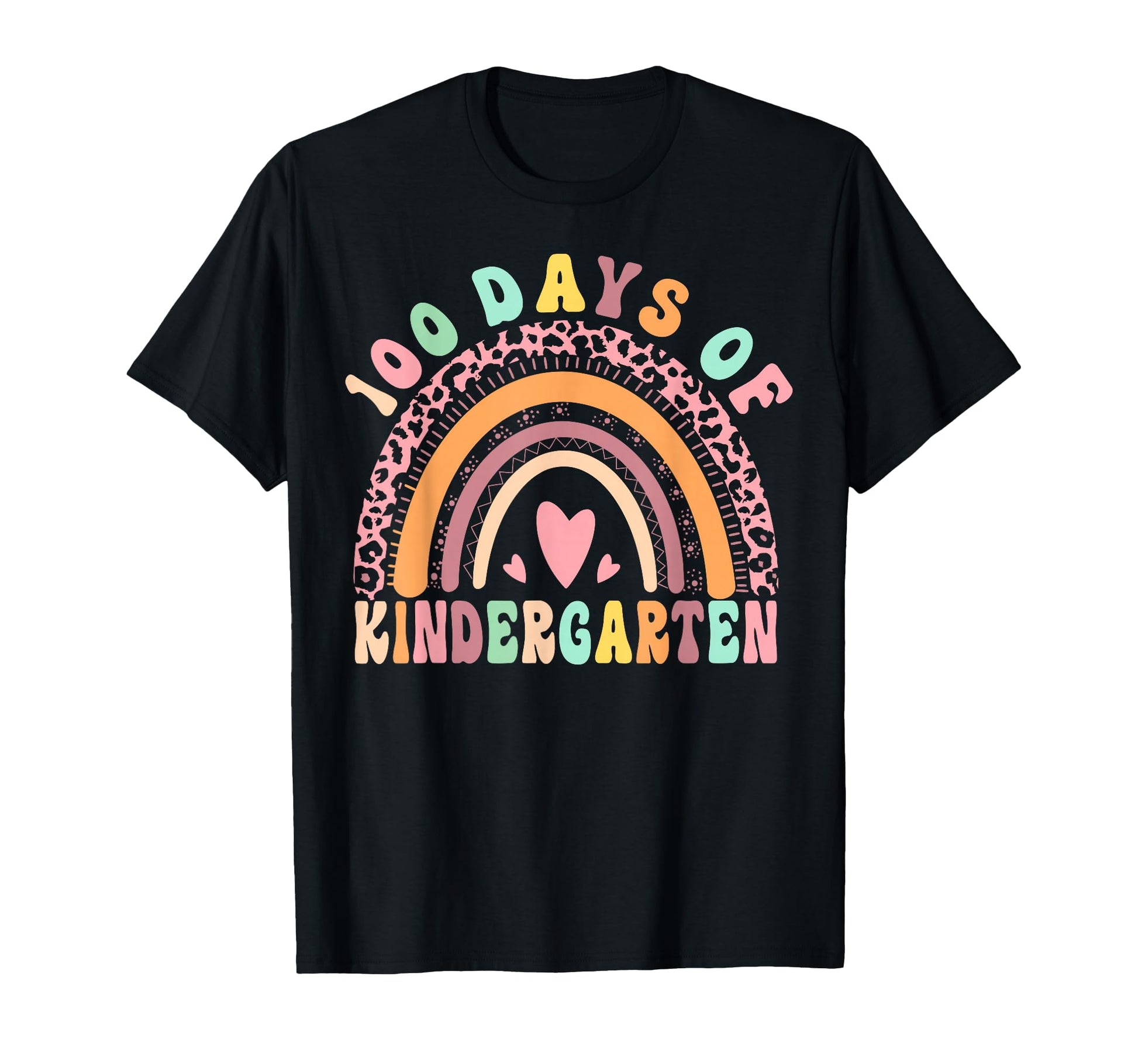 Groovy 100 Days Of Kindergarten Rainbow T-Shirt with Vibrant Graphic and Playful Patterns