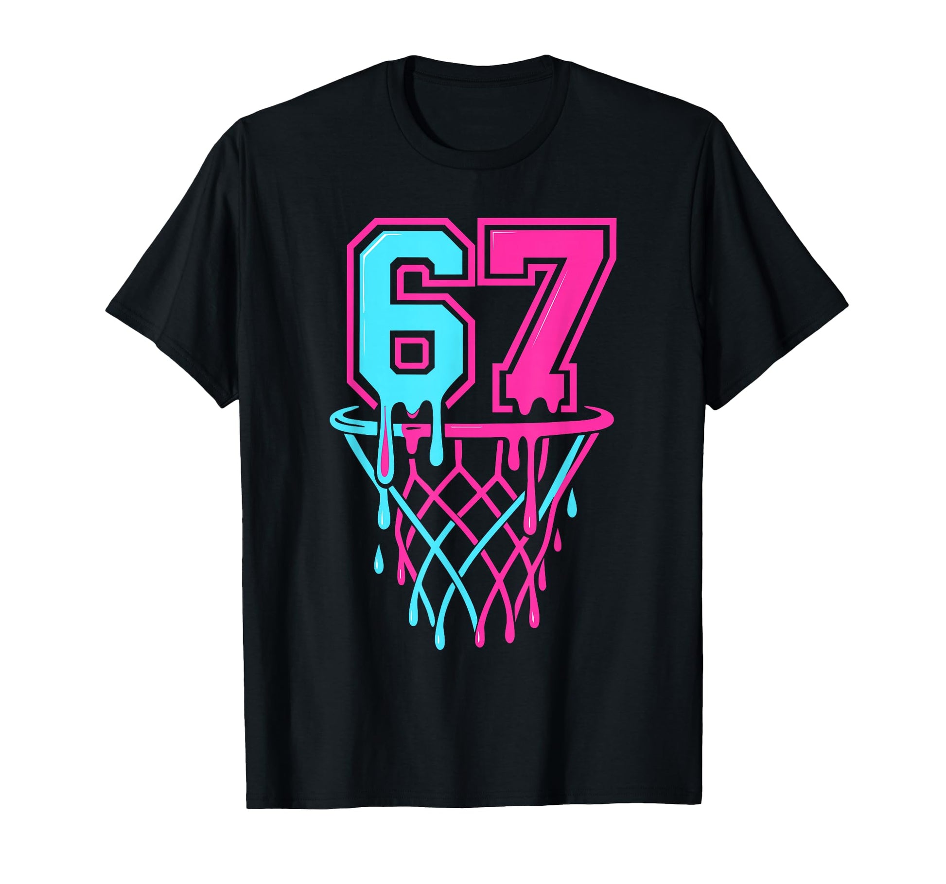 Colorful Drip Basketball Hoop Graphic T-Shirt for Game Day Style