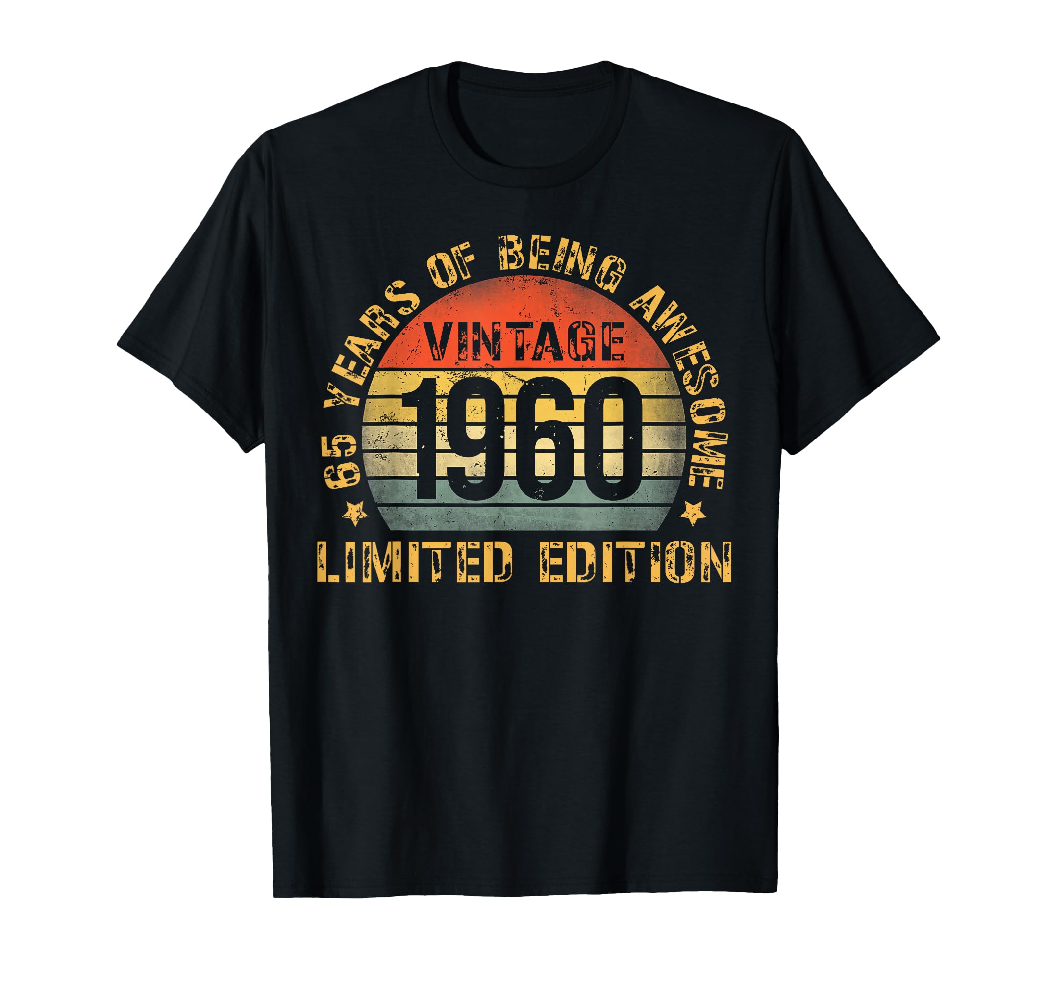 Vintage 1960 65th Birthday T-Shirt for Men - Limited Edition 65 Years of Being Awesome