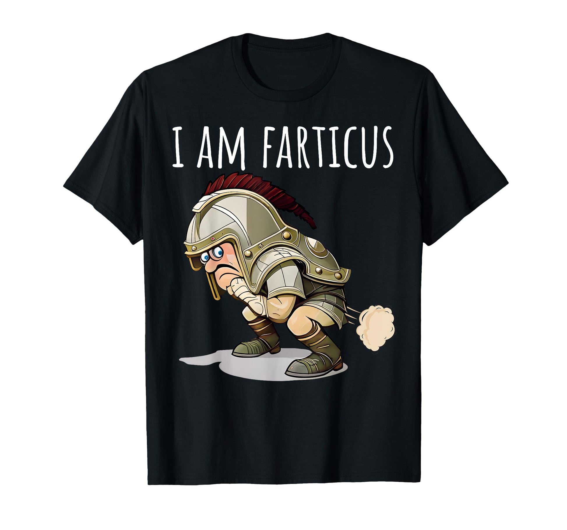 Funny Cartoon Soldier Farticus T-Shirt for Humorous Casual Wear