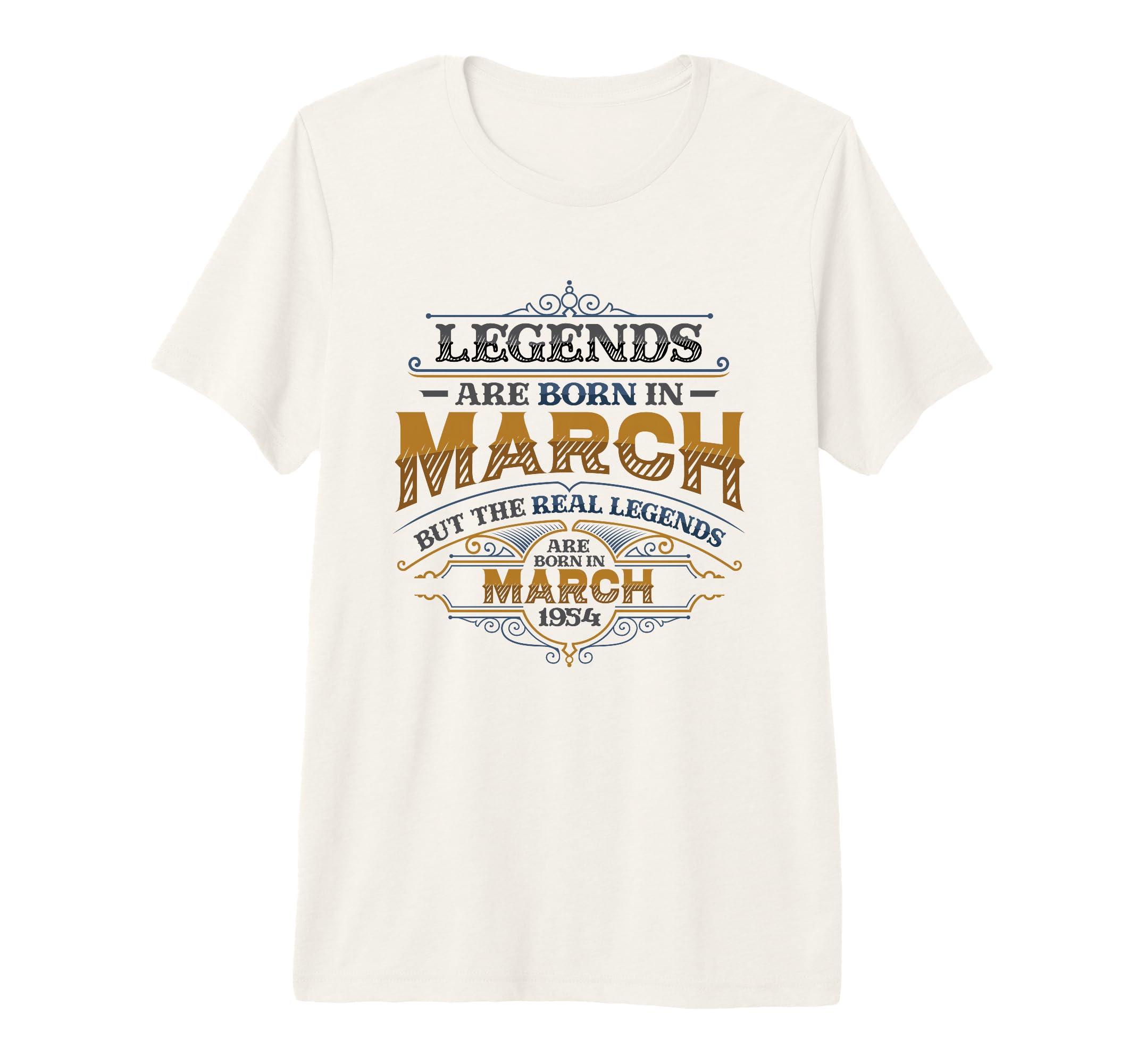 Vintage Men's Legends are Born in March 1954 T-Shirt for 70th Birthday Celebration