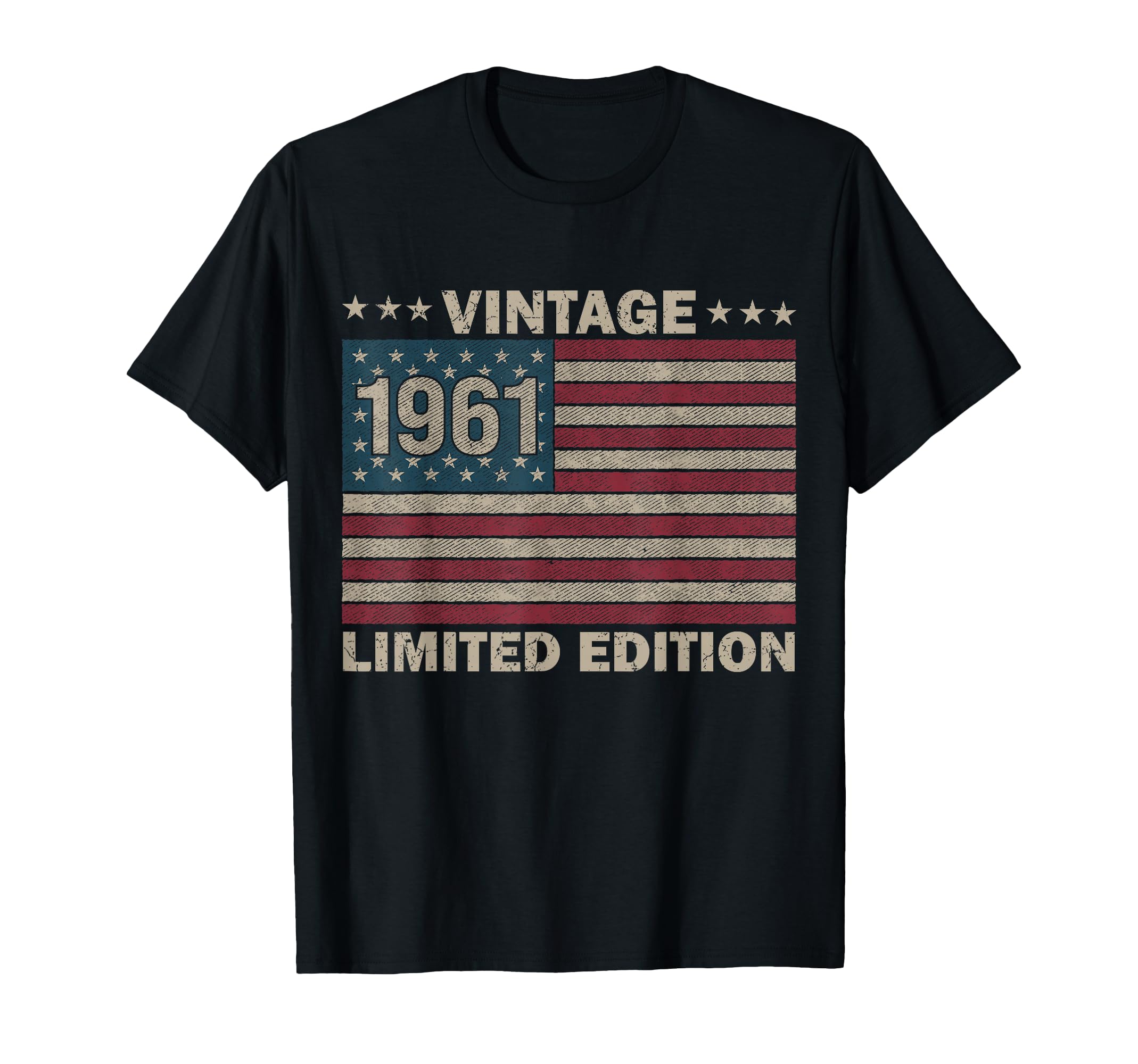 Vintage American Flag 65th Birthday T-Shirt for Men - Limited Edition 1961 Retro Style