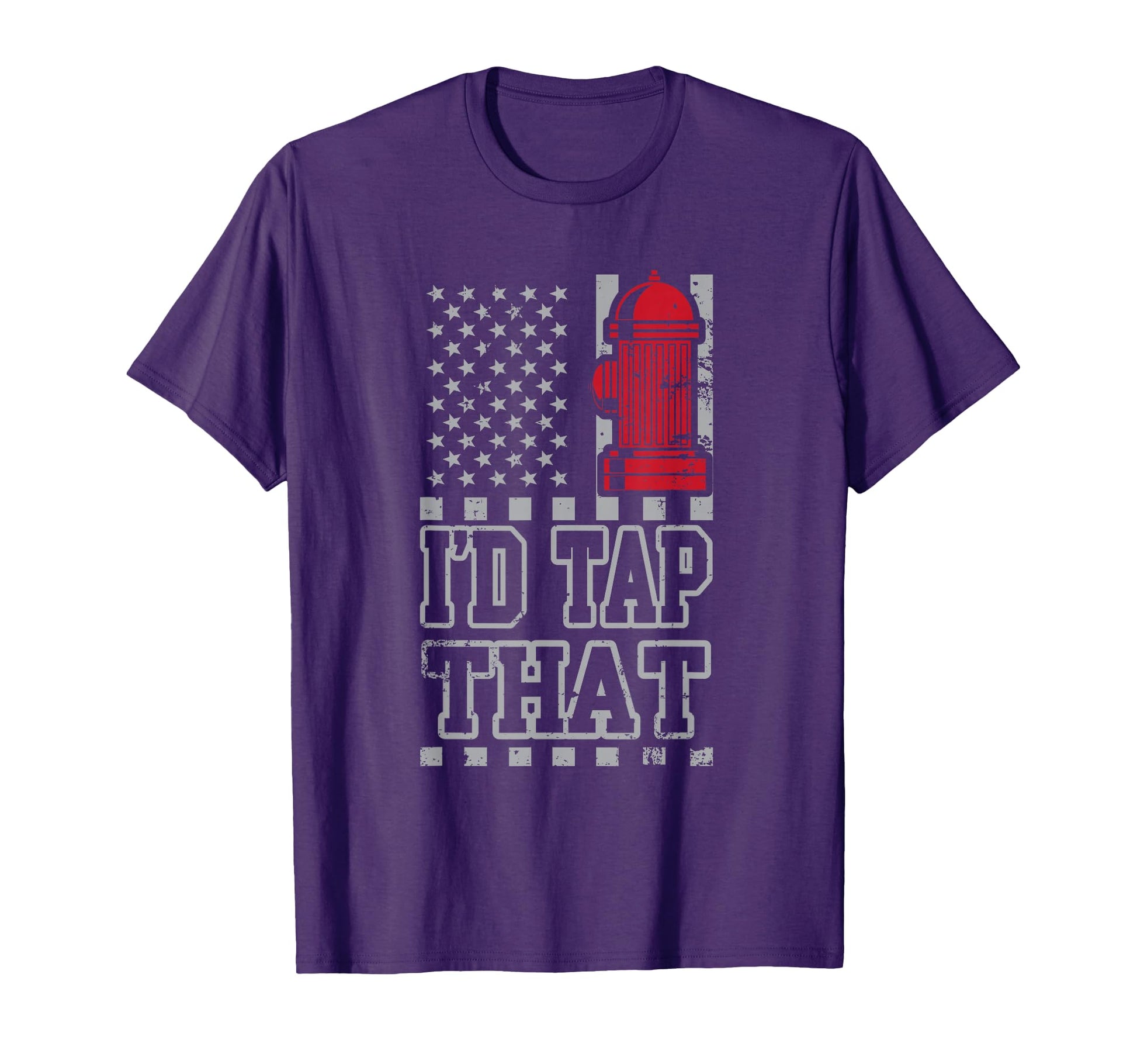 Funny Firefighter Pride T-Shirt with Graphic Fire Hydrant and American Flag Design