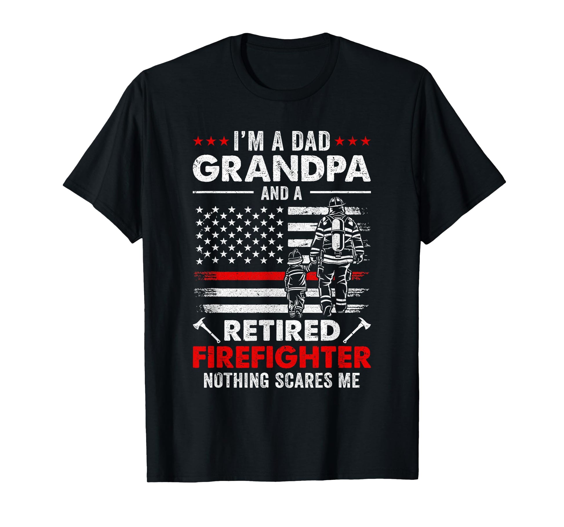Proud Firefighter American Flag T-Shirt for Dads and Grandpas on Father's Day