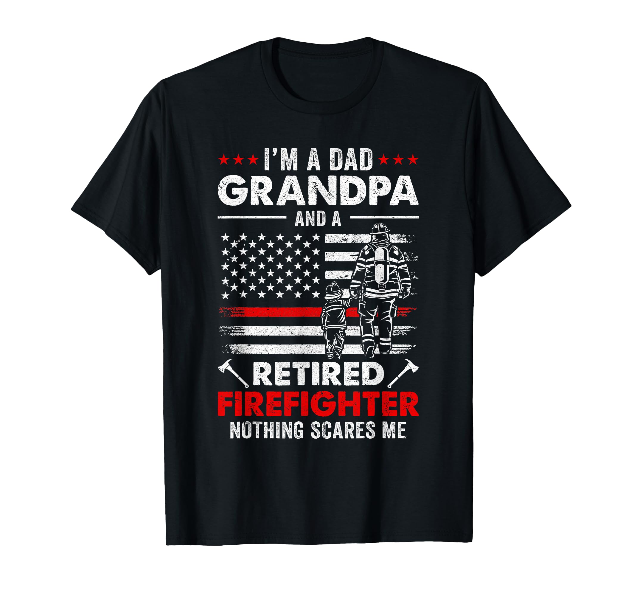 Proud Firefighter American Flag T-Shirt for Dads and Grandpas on Father's Day