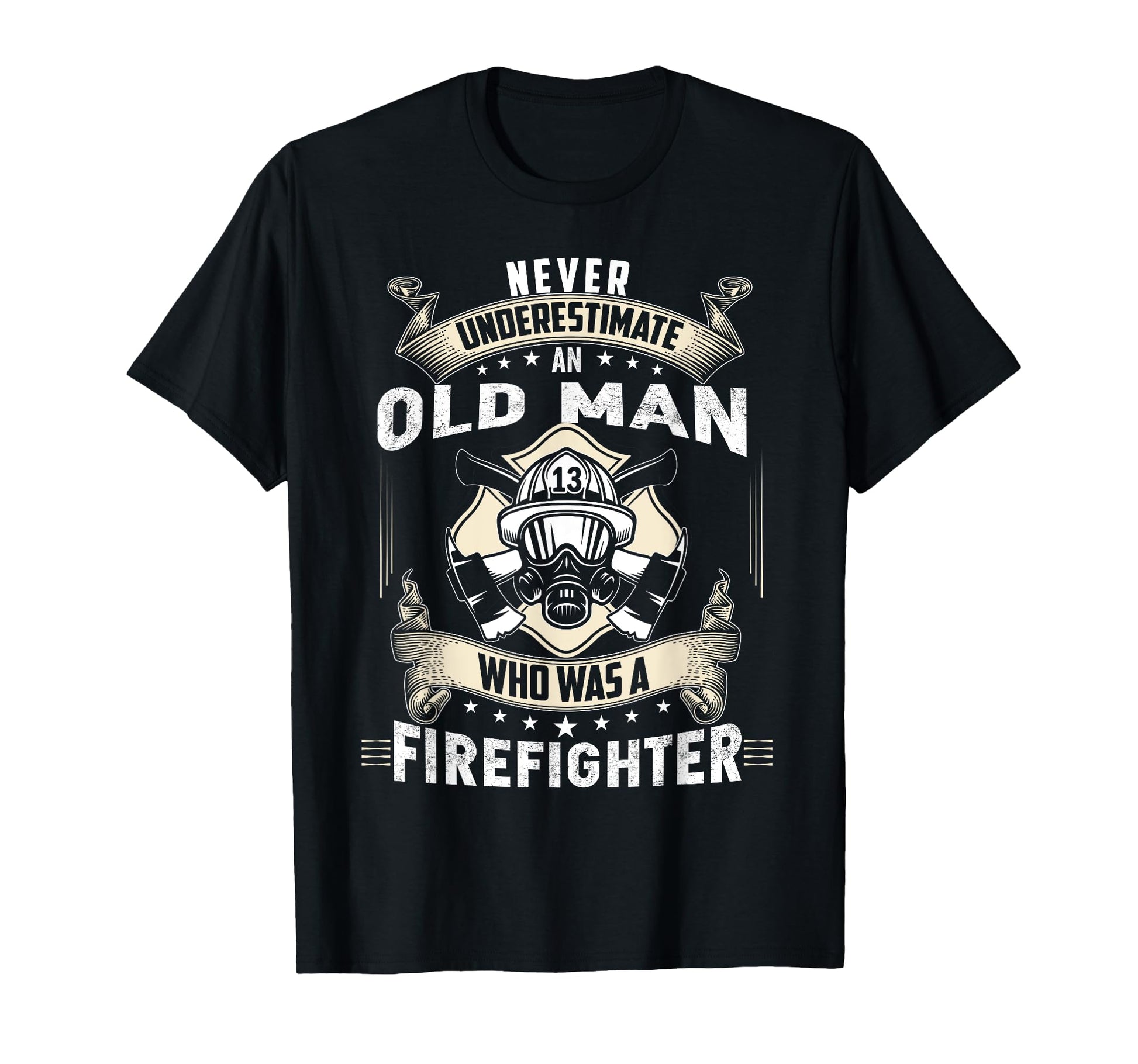 Retired Firefighter T-Shirt with Helmet and Axes Design - Celebrate Strength and Experience