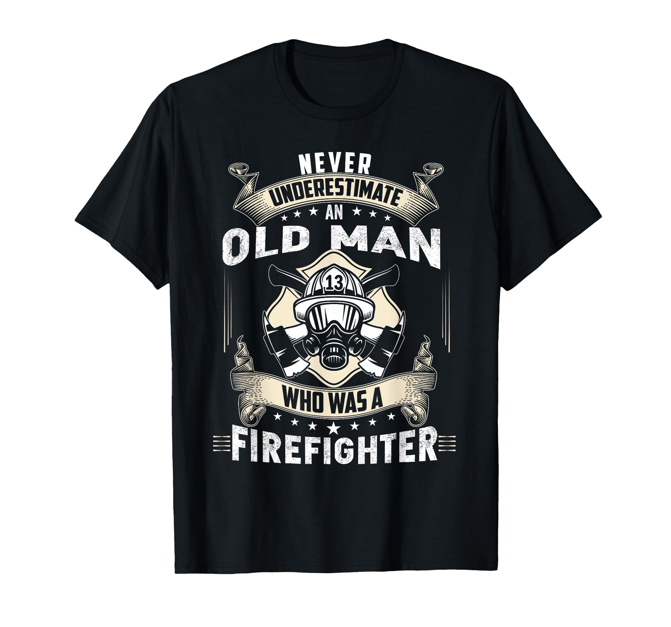 Retired Firefighter T-Shirt with Helmet and Axes Design - Celebrate Strength and Experience