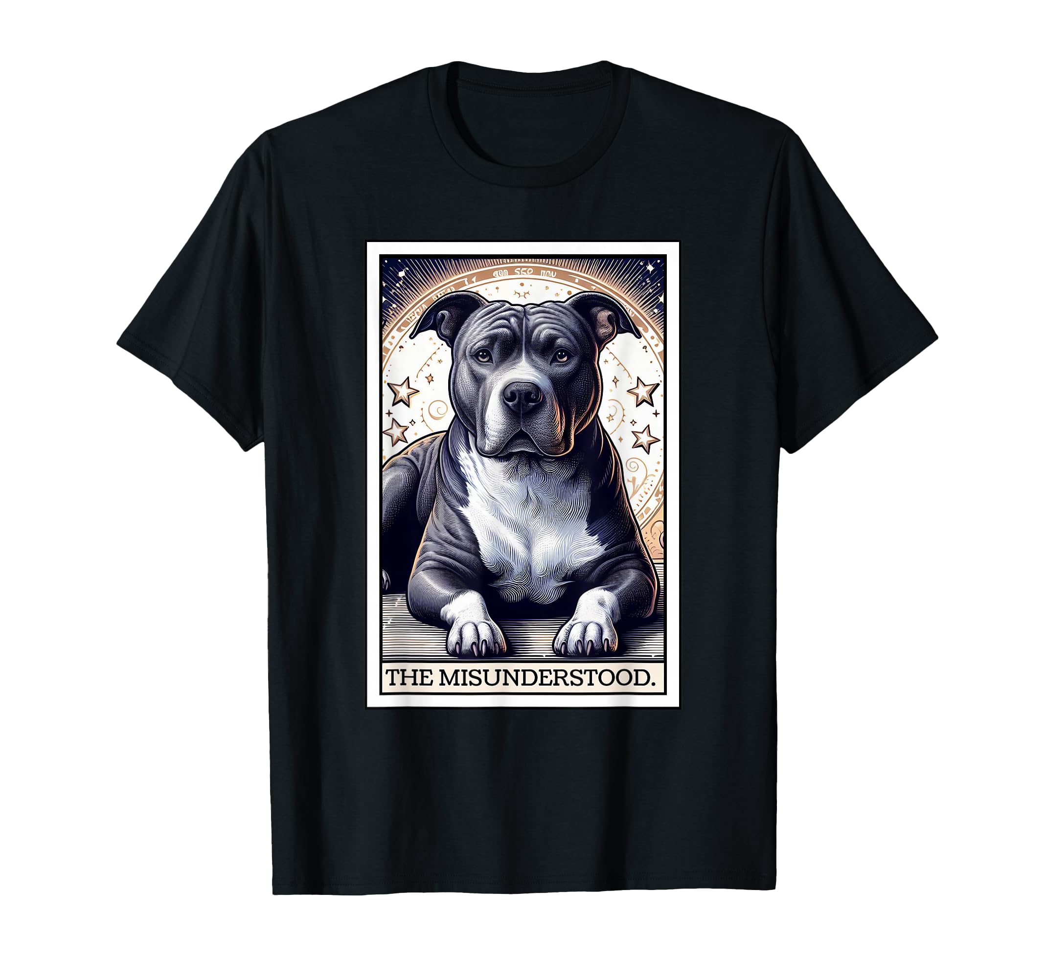 Celestial Pitbull Illustration T-Shirt for Dog Lovers and Pittie Moms