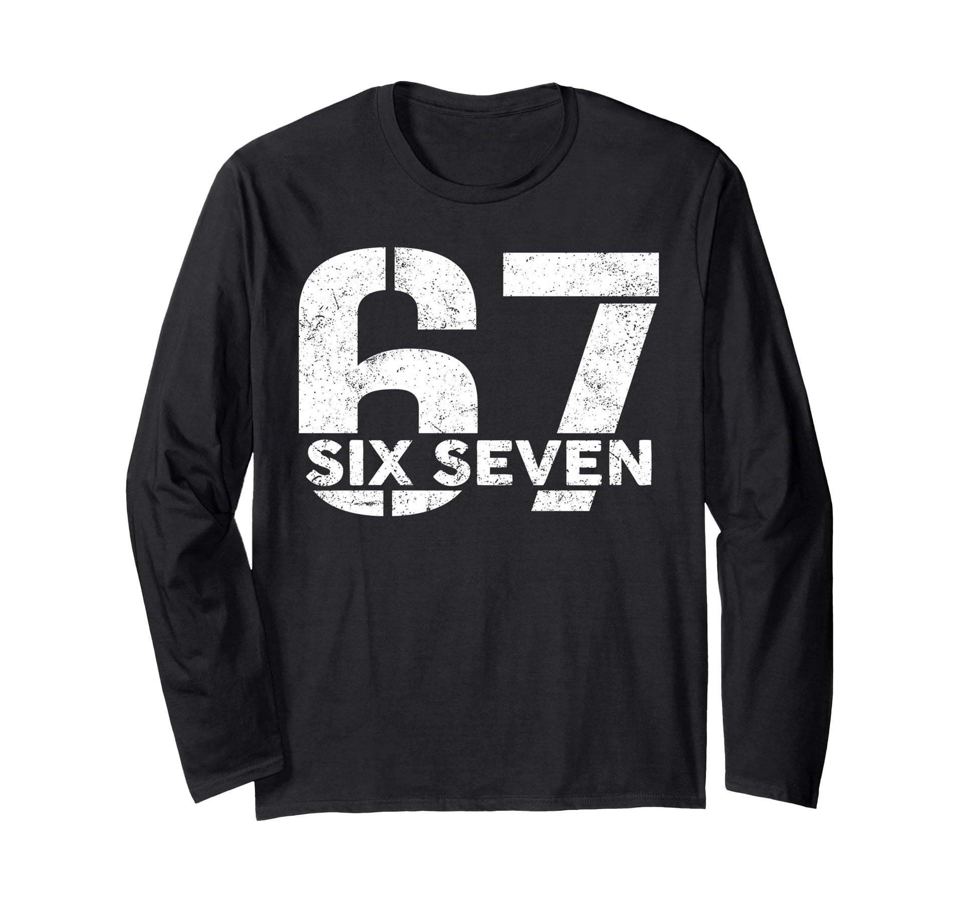 Trendy Distressed Number 67 Long Sleeve T-Shirt for Game Day Style