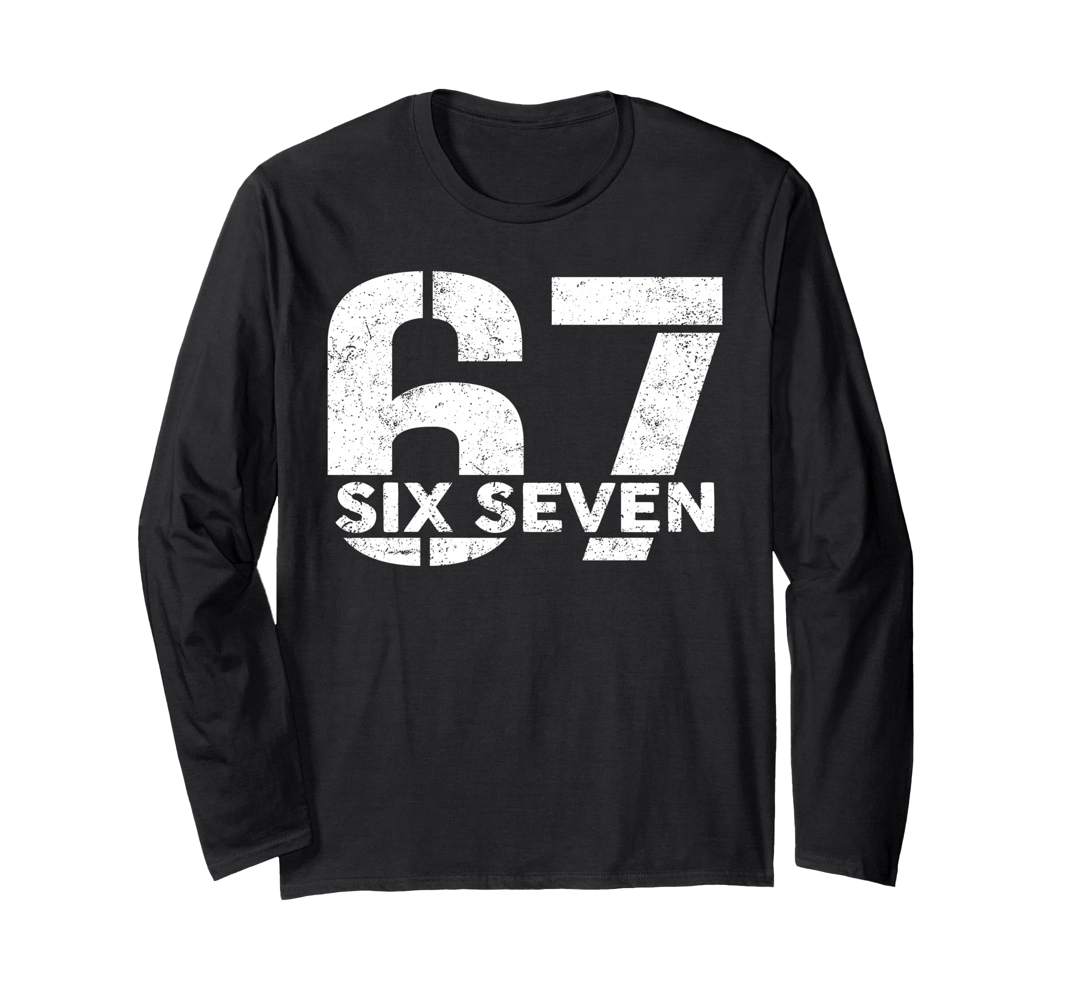 Trendy Distressed Number 67 Long Sleeve T-Shirt for Game Day Style