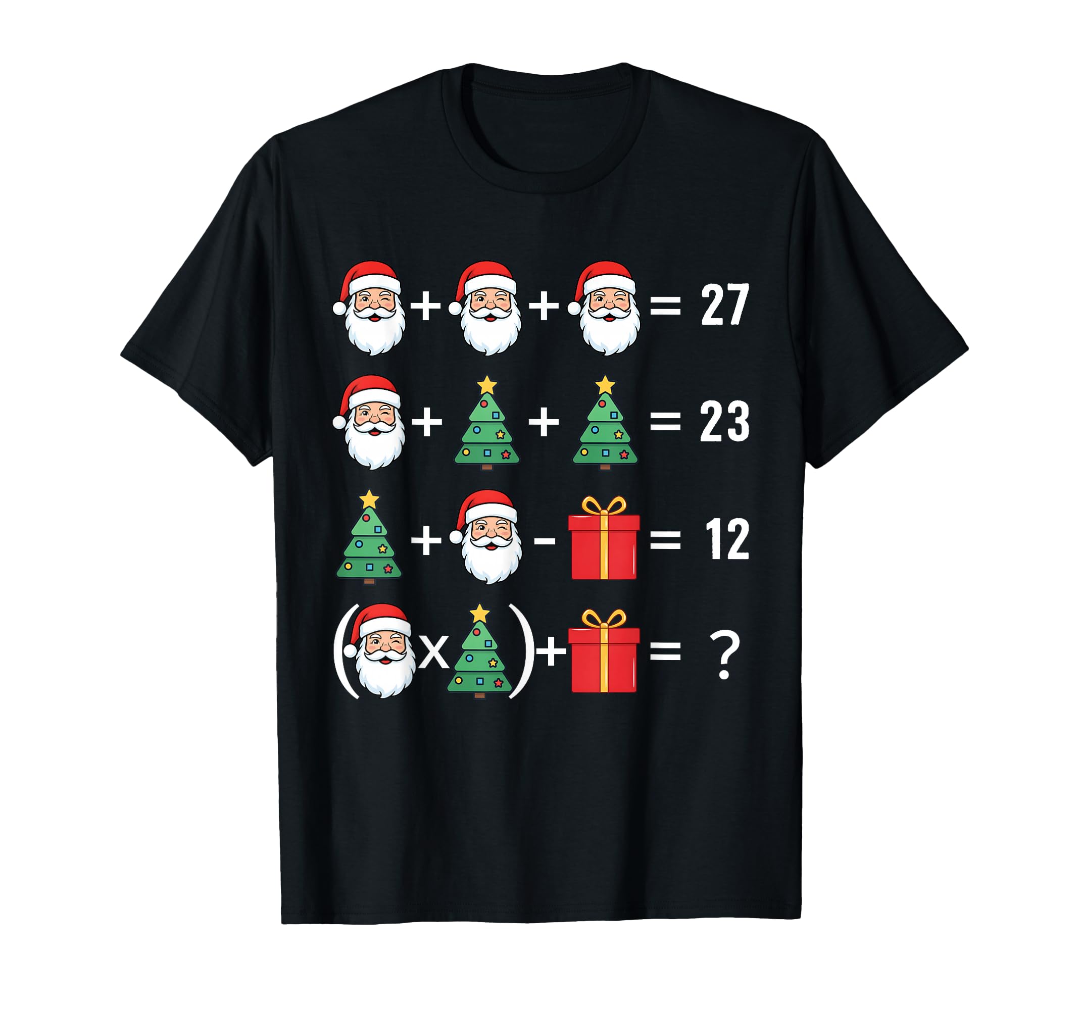 Funny Christmas Math Equation T-Shirt for Math Teachers with Santa and Tree Design