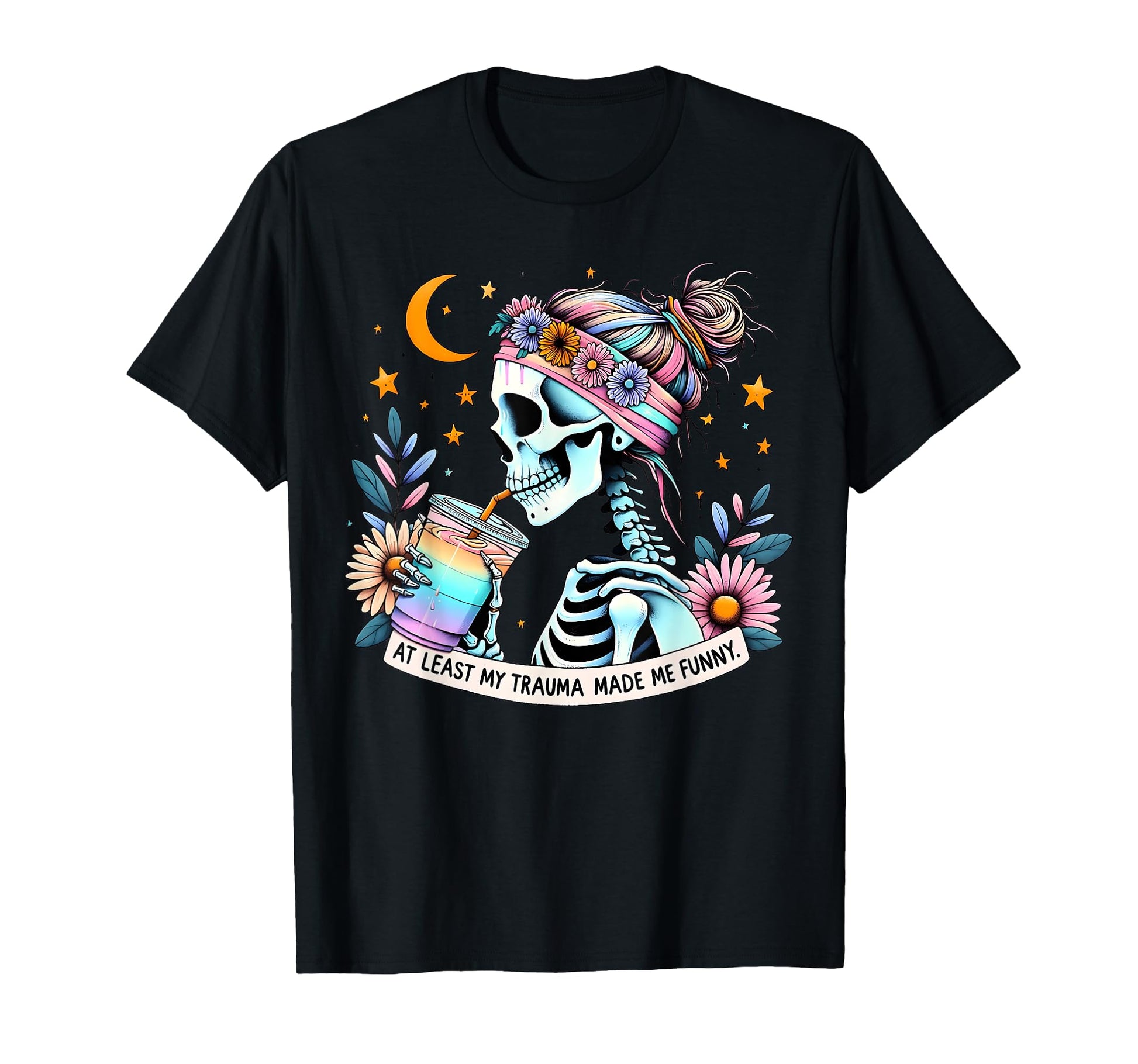 Colorful Skeleton Floral T-Shirt for Mental Health Awareness and Positive Vibes