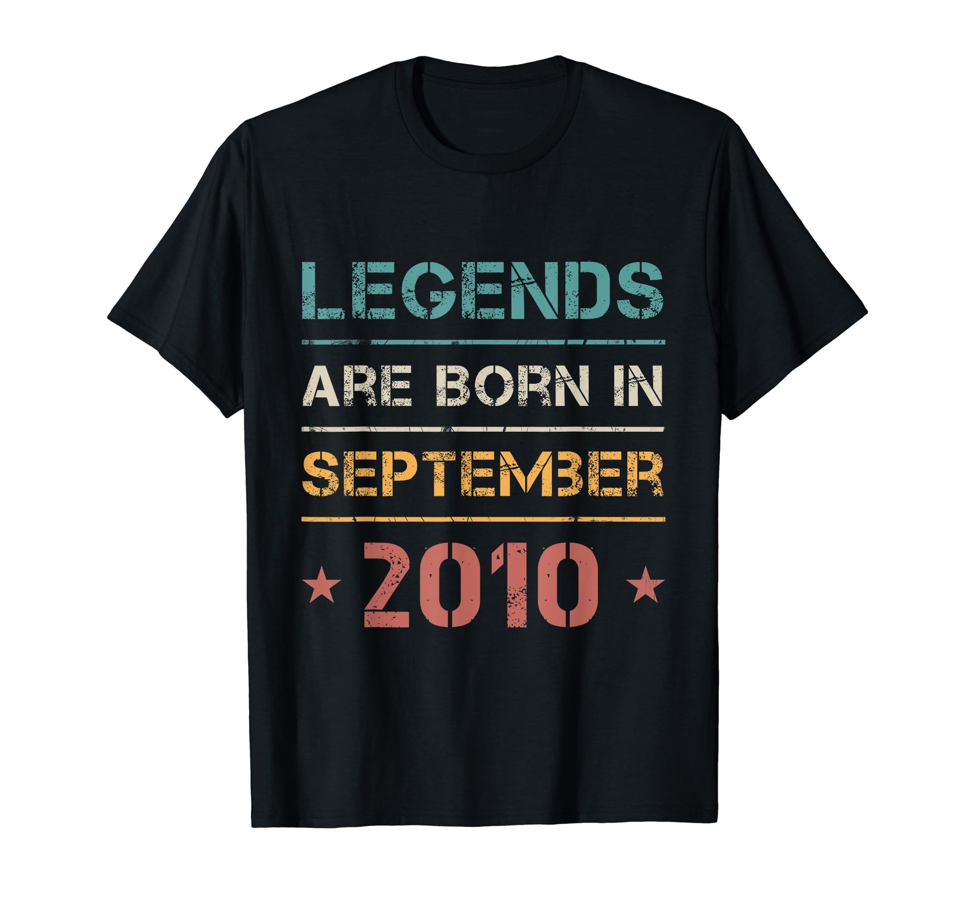 Colorful Legends Born in September 2010 Retro Birthday T-Shirt for Celebrating Milestones