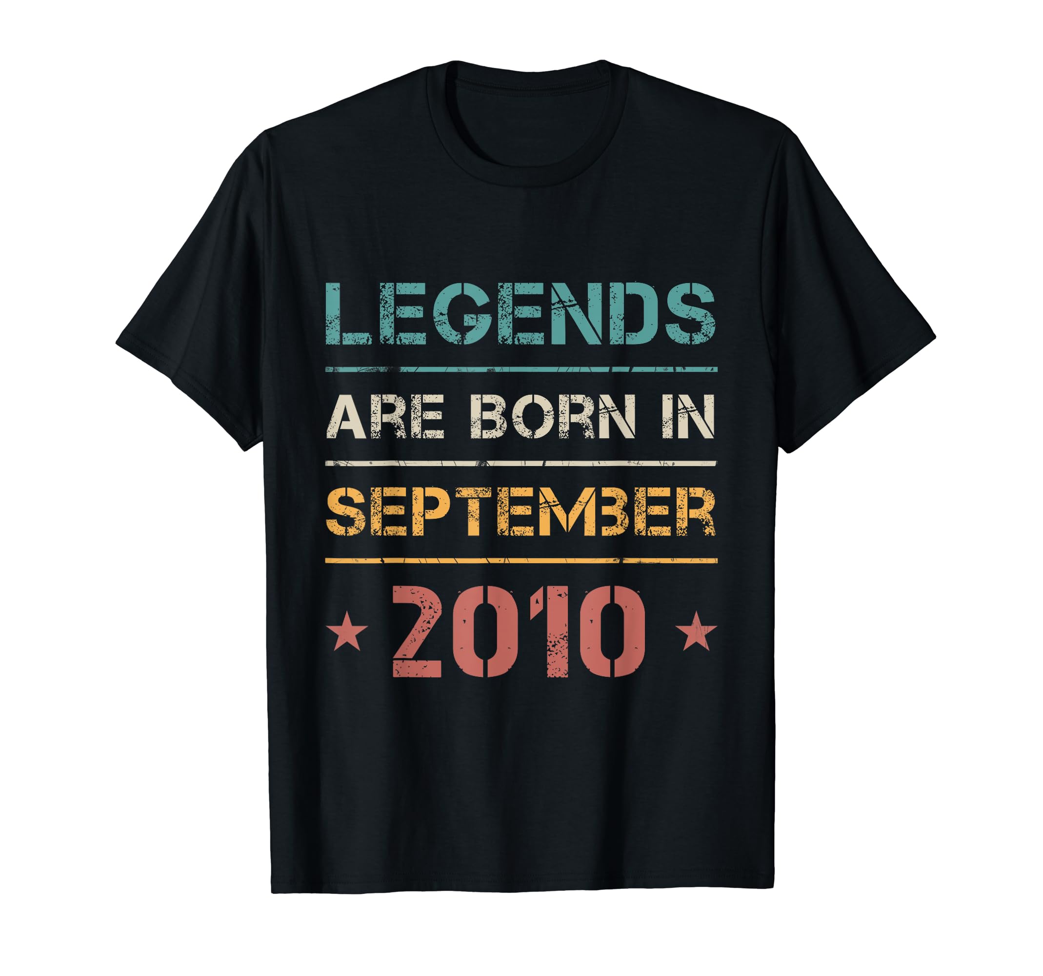 Colorful Legends Born in September 2010 Retro Birthday T-Shirt for Celebrating Milestones
