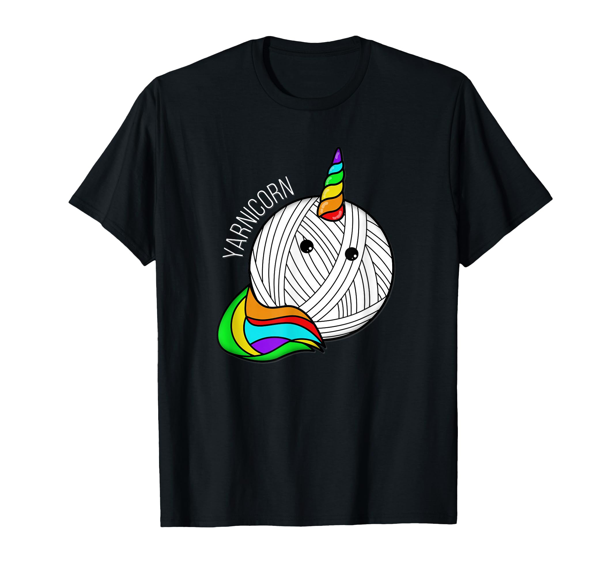 Whimsical Yarn Unicorn Horn Crochet Art T-Shirt for Crafting Enthusiasts
