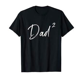 Stylish Proud Twin Dad Squared Text T-Shirt for Fathers of Multiples