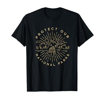 Vintage Mountain Illustration T-Shirt for Protecting National Parks and Outdoor Adventures