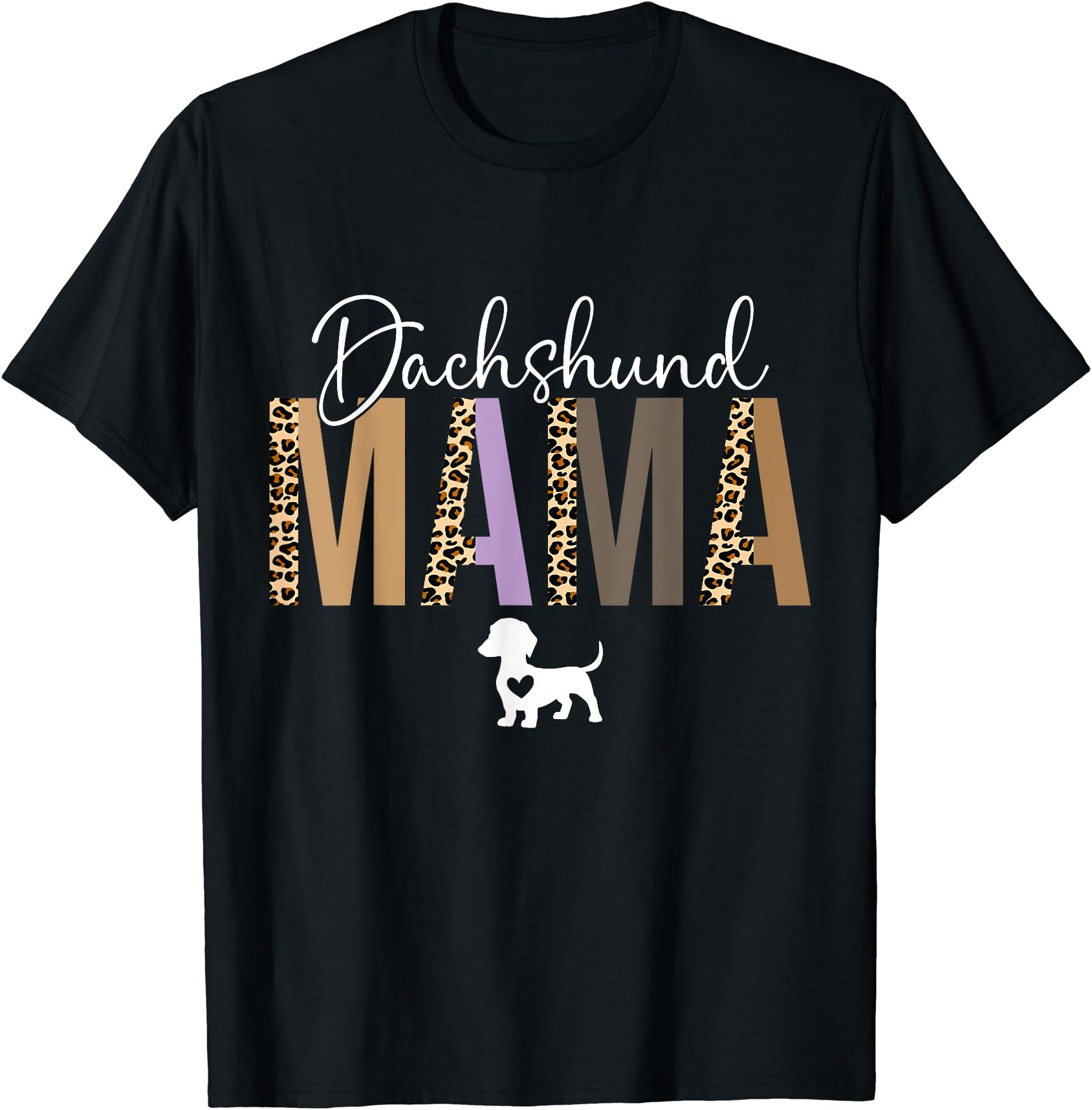 Trendy Dachshund Mama Dog Mom Leopard Print T-Shirt for Women Pet Lovers