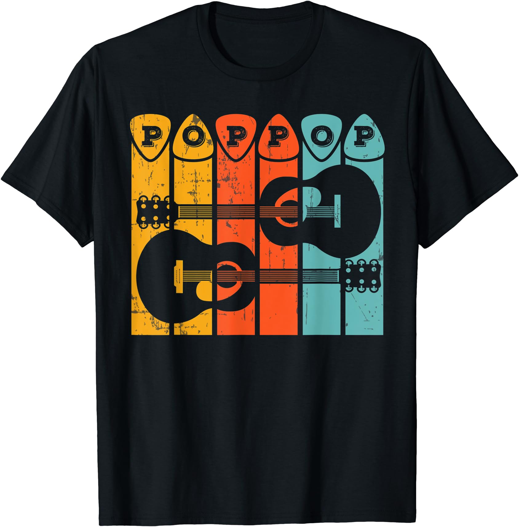 Vibrant Retro Guitarist Music Graphic T-Shirt for Acoustic Players & Fans