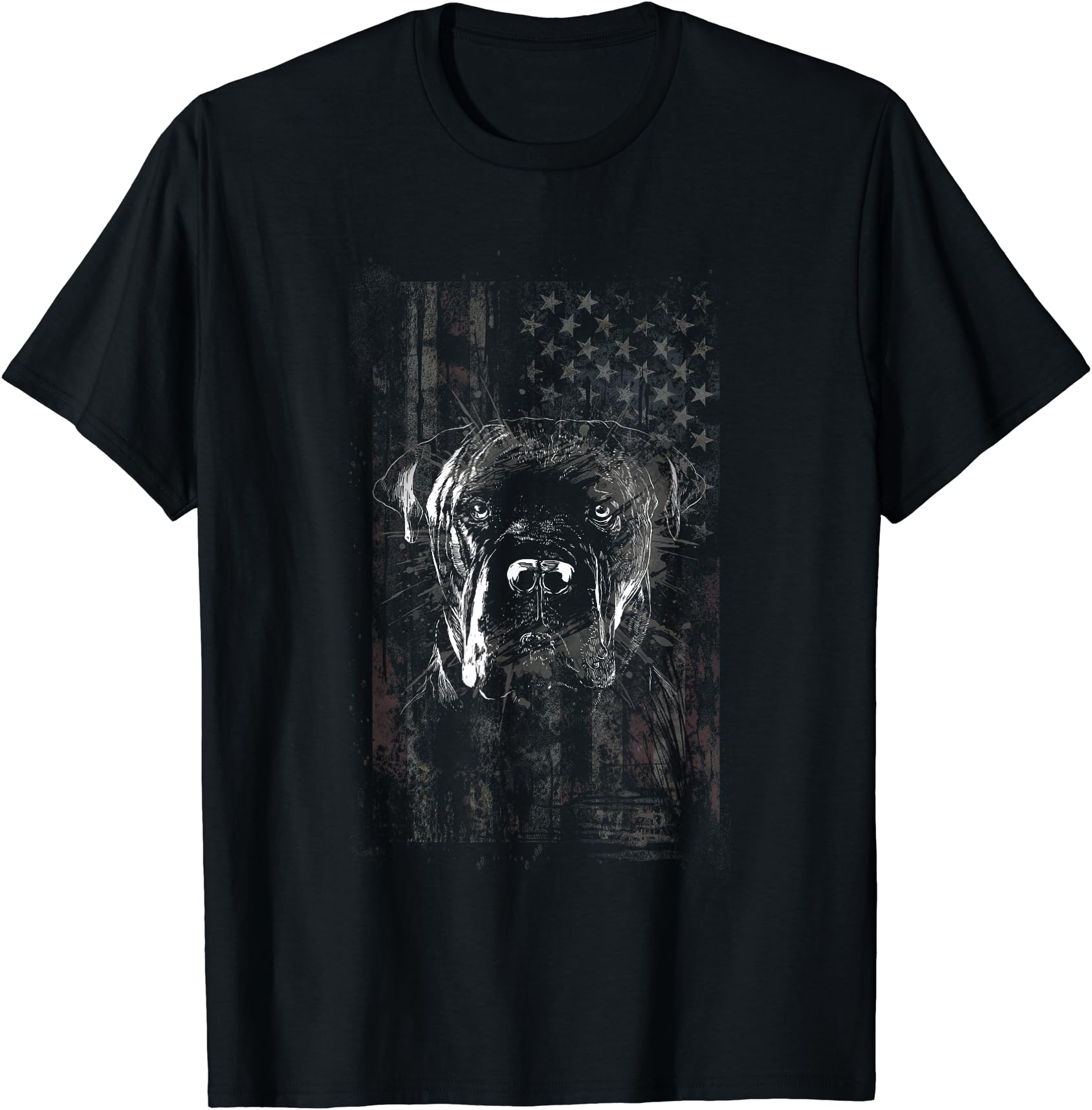 Distressed Patriotic Cane Corso Dog Head Flag Graphic T-Shirt for Dog Lovers