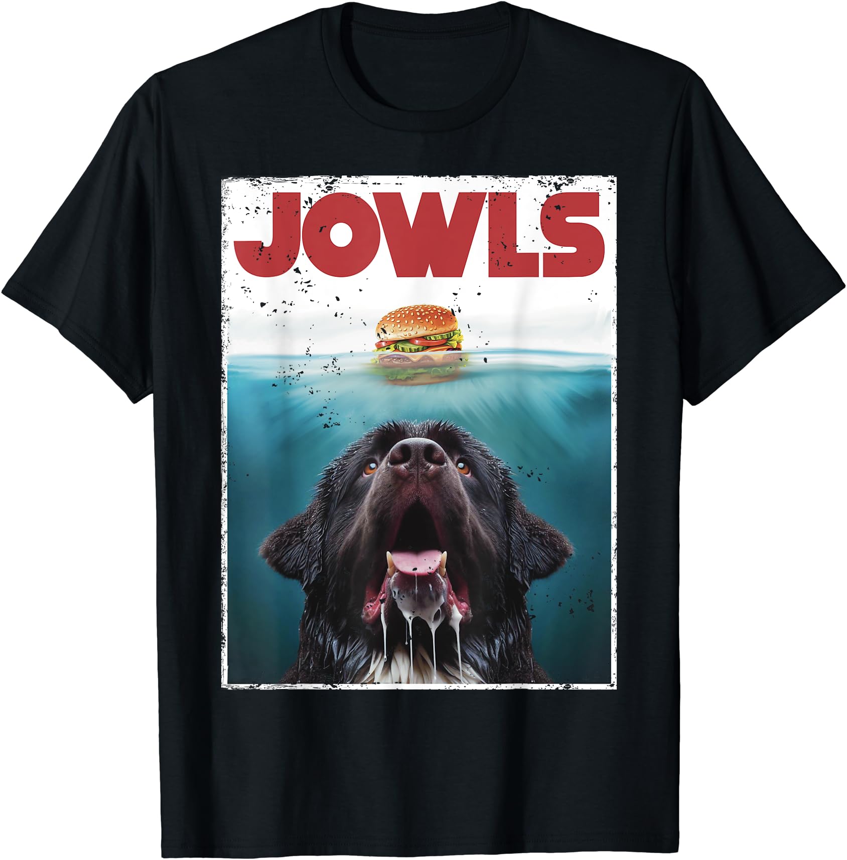 Funny Newfie Lab Jowls Burger Drool T-Shirt for Dog Mom Dad