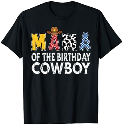 Festive Western Mama Birthday Cowboy Theme T-Shirt for Celebration