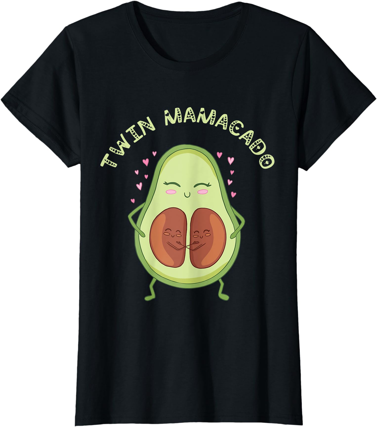 Cute Womens Twin Mamacado Avocado Pregnancy T-Shirt for Expecting Moms