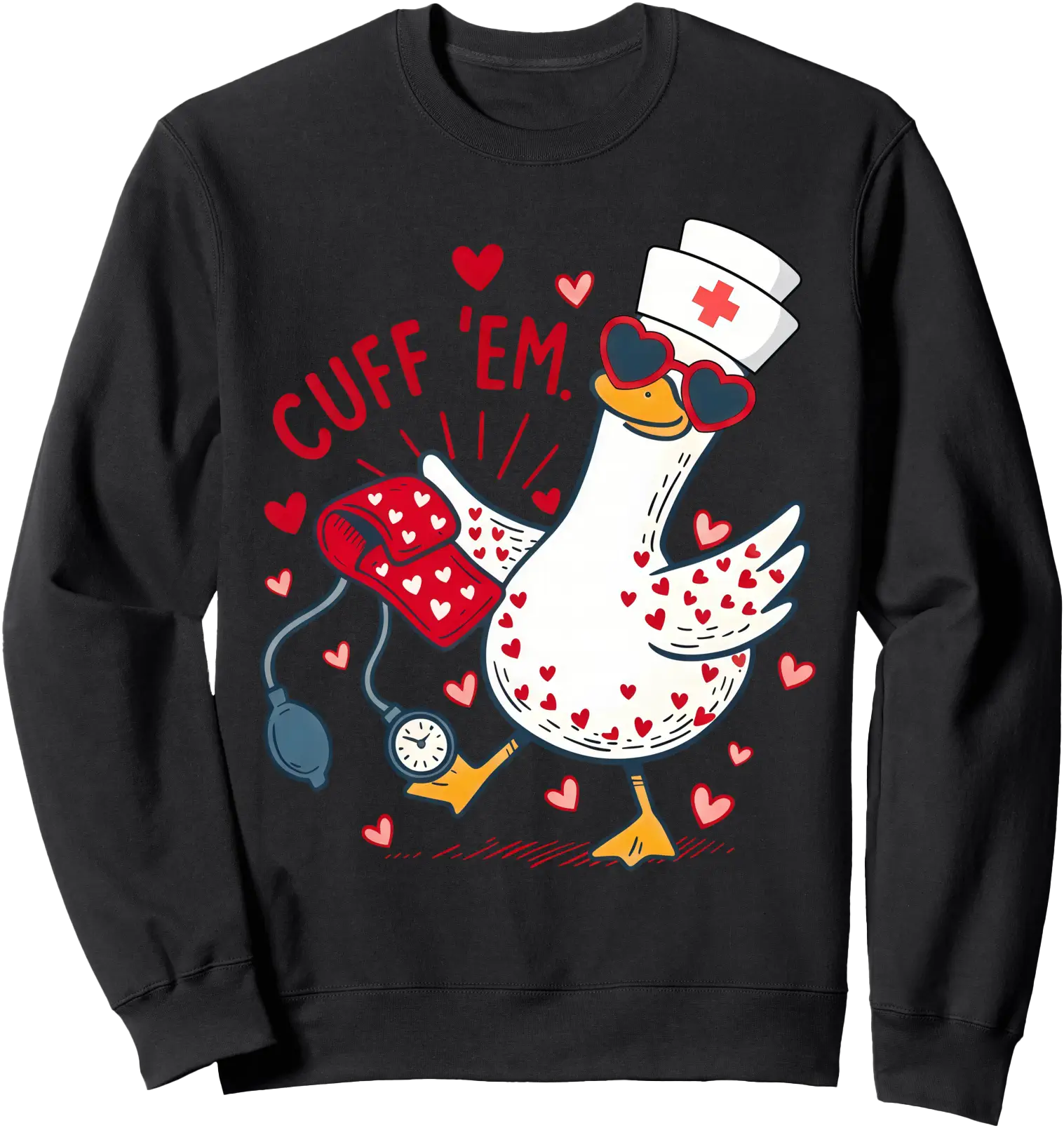 Cute Cartoon Nurse Goose Valentine Sweatshirt for Nurse Practitioners and RNs