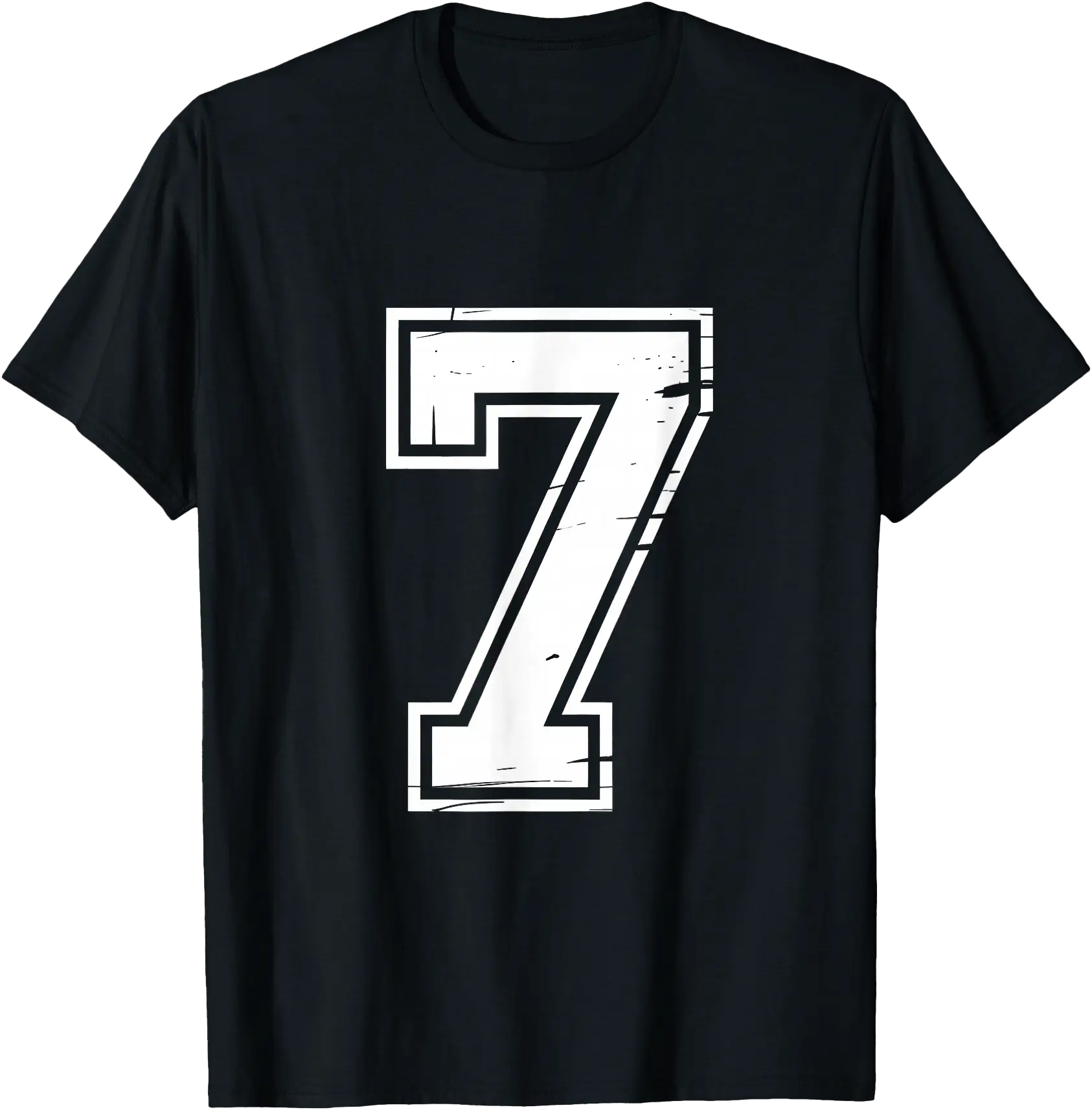 Distressed Number 7 Graphic T-Shirt for Casual Everyday Wear