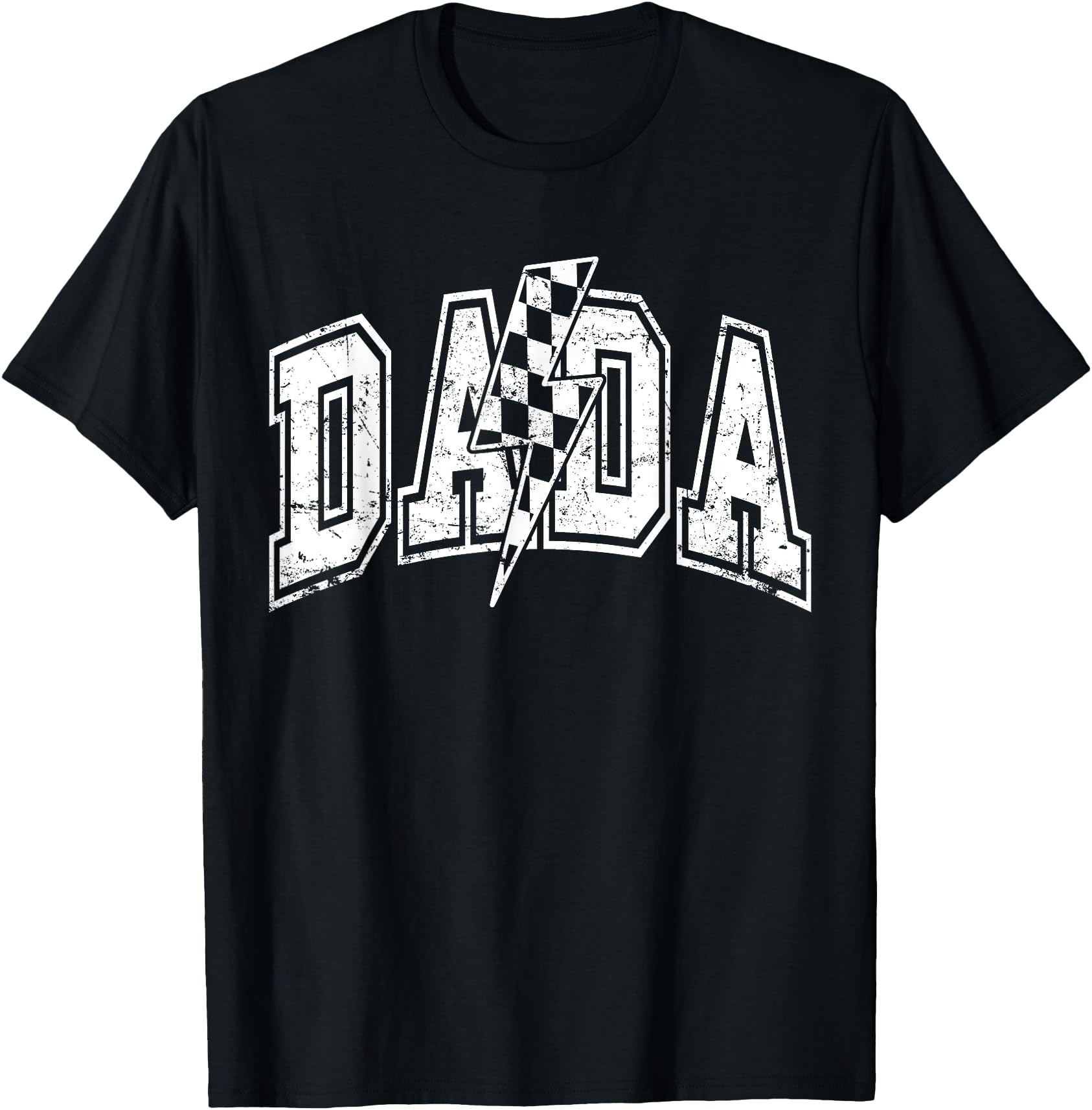 Distressed Dada Lightning Checkered Flag Father's Day Dad Grandpa Men T-Shirt Apparel