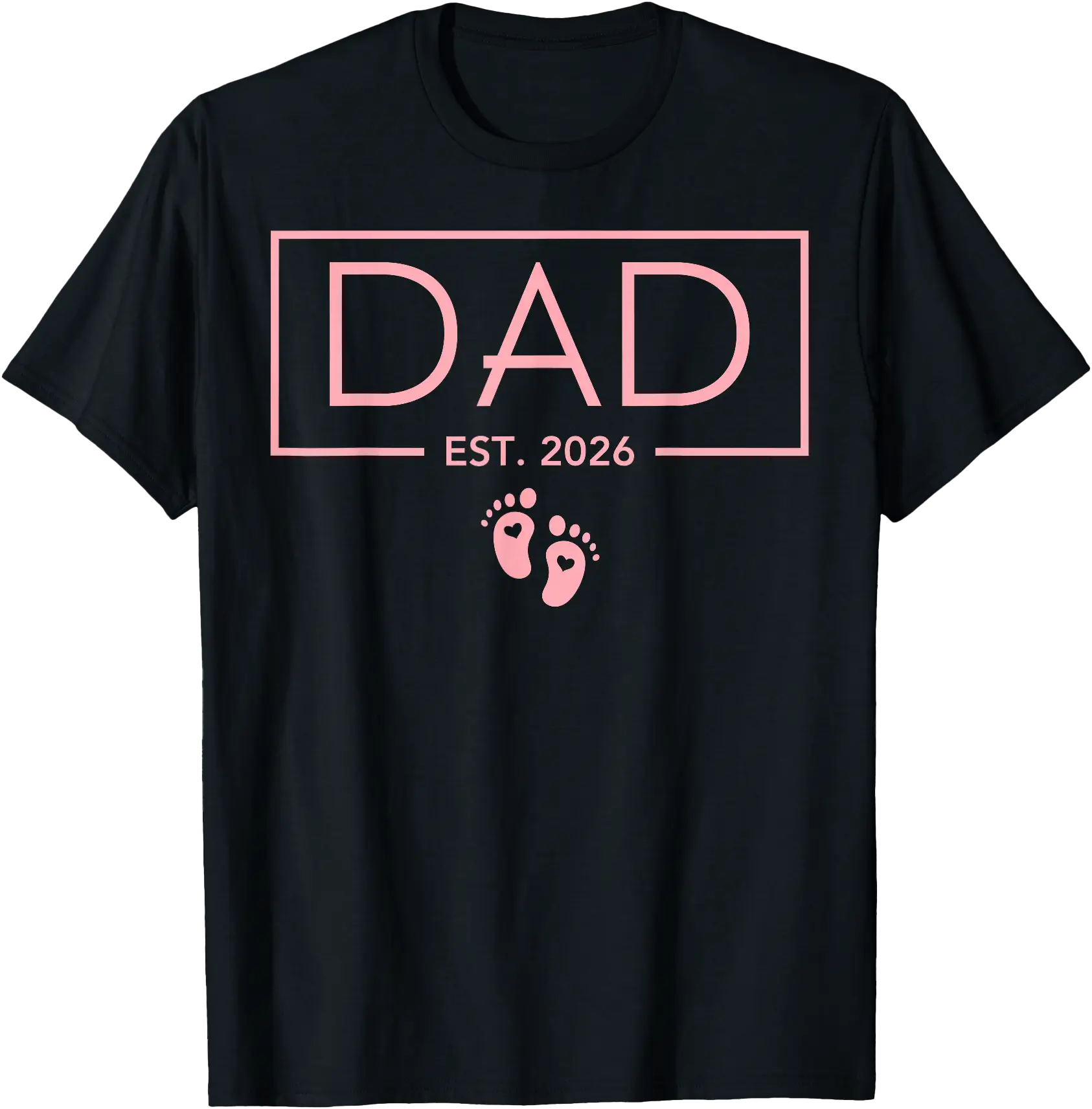 Proud Expecting Dad Est 2026 Pink Footprint Design T-Shirt Gift for New Fathers