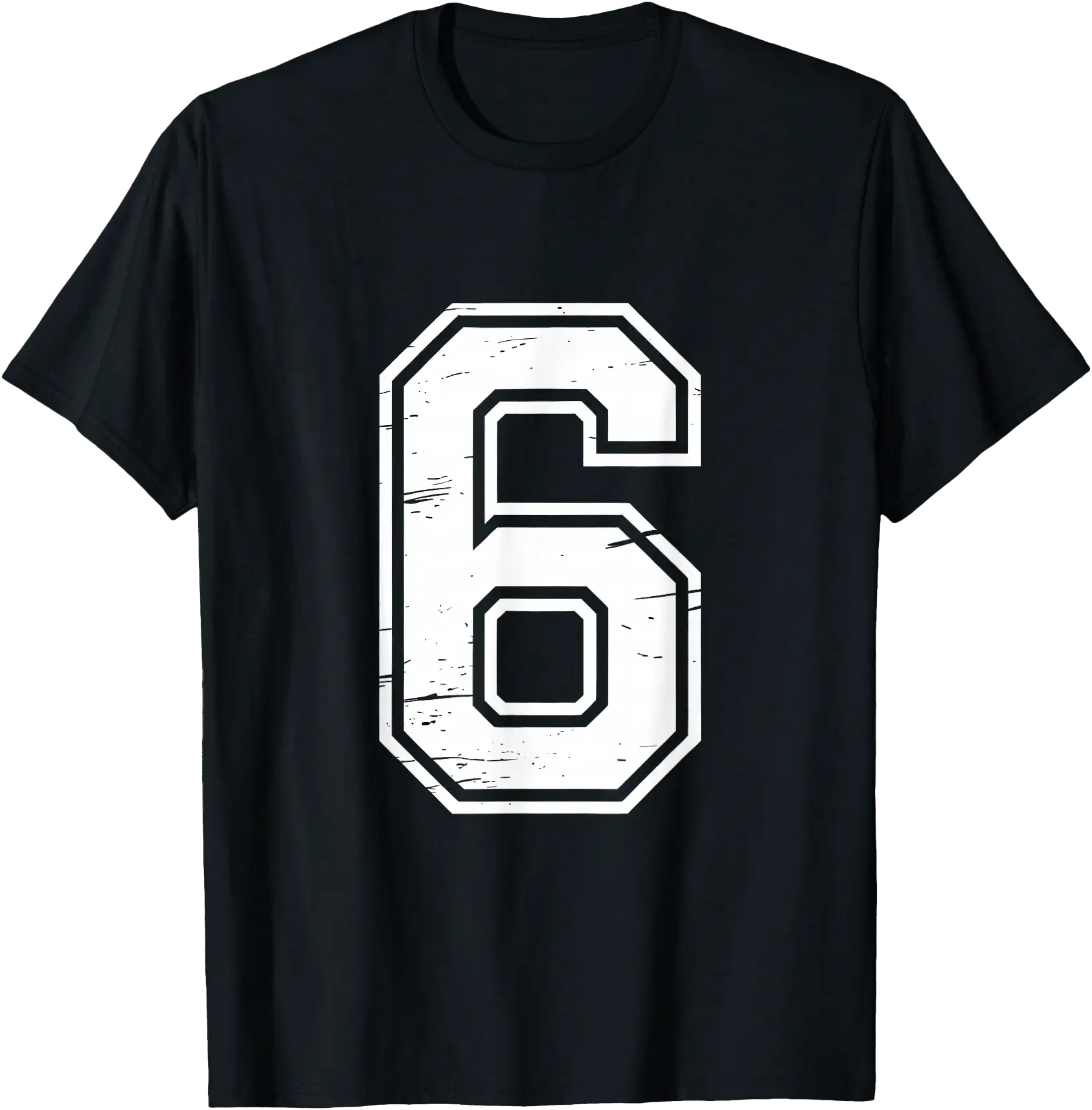 Distressed Number 6 Graphic T-Shirt for Casual Everyday Style