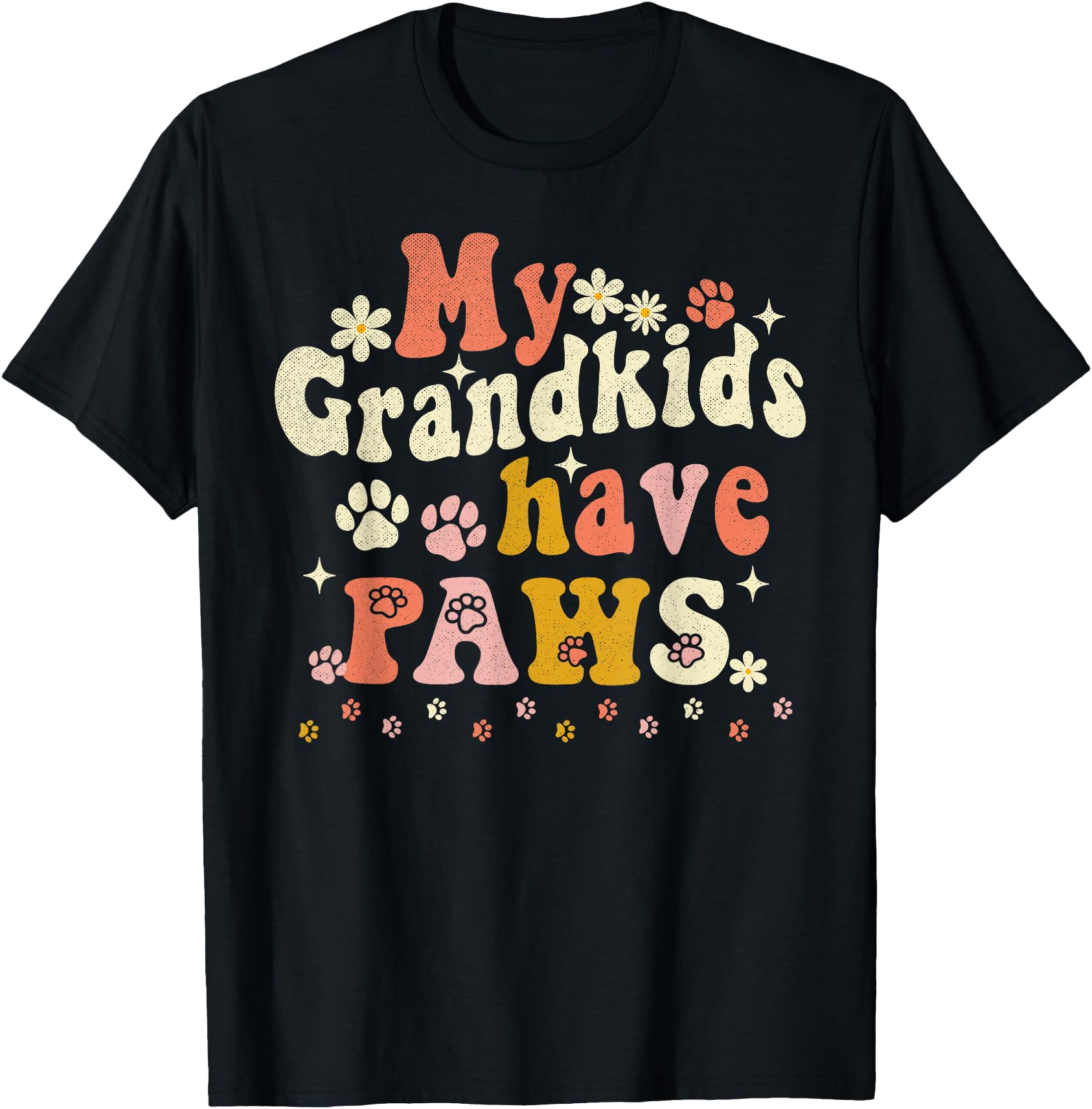 Funny Retro Pet Dog Cat Grandma T-Shirt with Paw Prints - Great Gift for Grandmothers