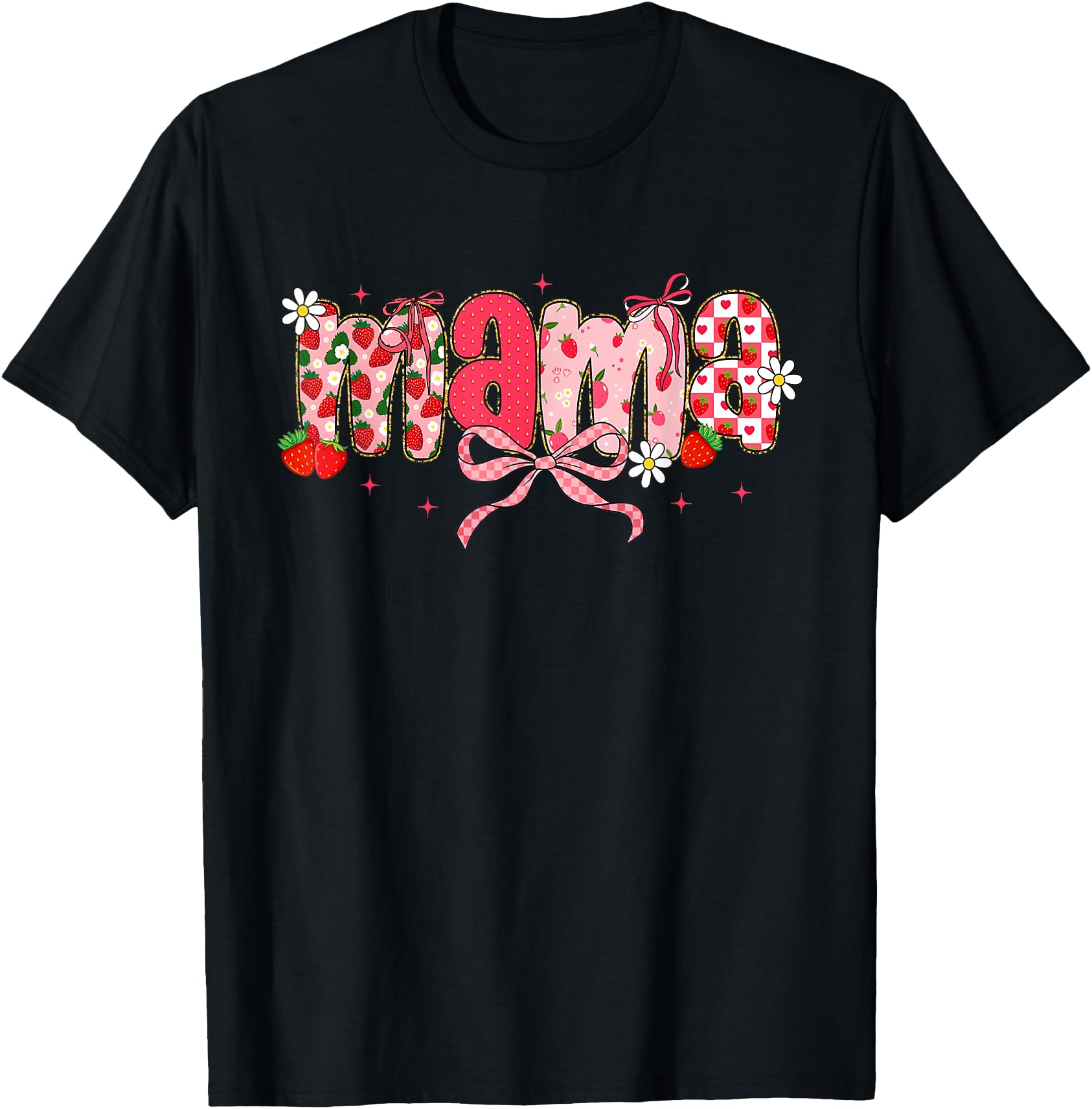Sweet Mama Strawberry Coquette Bow Floral T-Shirt, Perfect Mother's Day Gift for Her