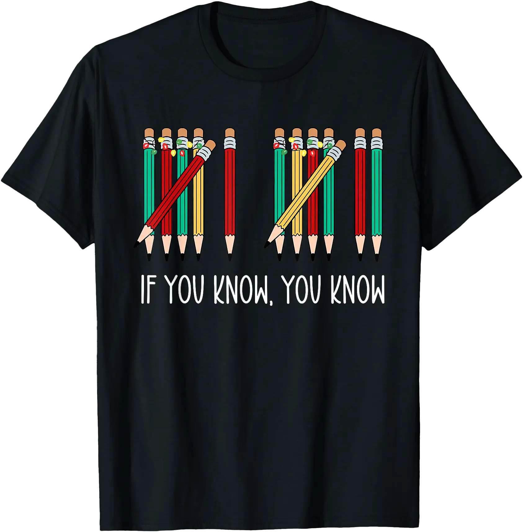 Funny Tally Mark Pencil Design Reading Book Lover Christmas T-Shirt