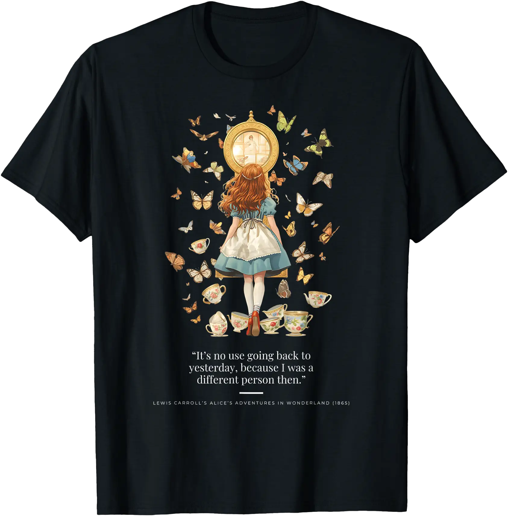 Whimsical Carroll's Fantasy Teatime T-Shirt Artistic Adventure Wear