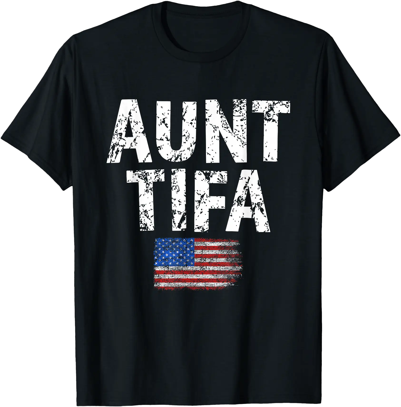 Distressed "AUNT TIFA" Text American Flag T-Shirt for Patriotic Style